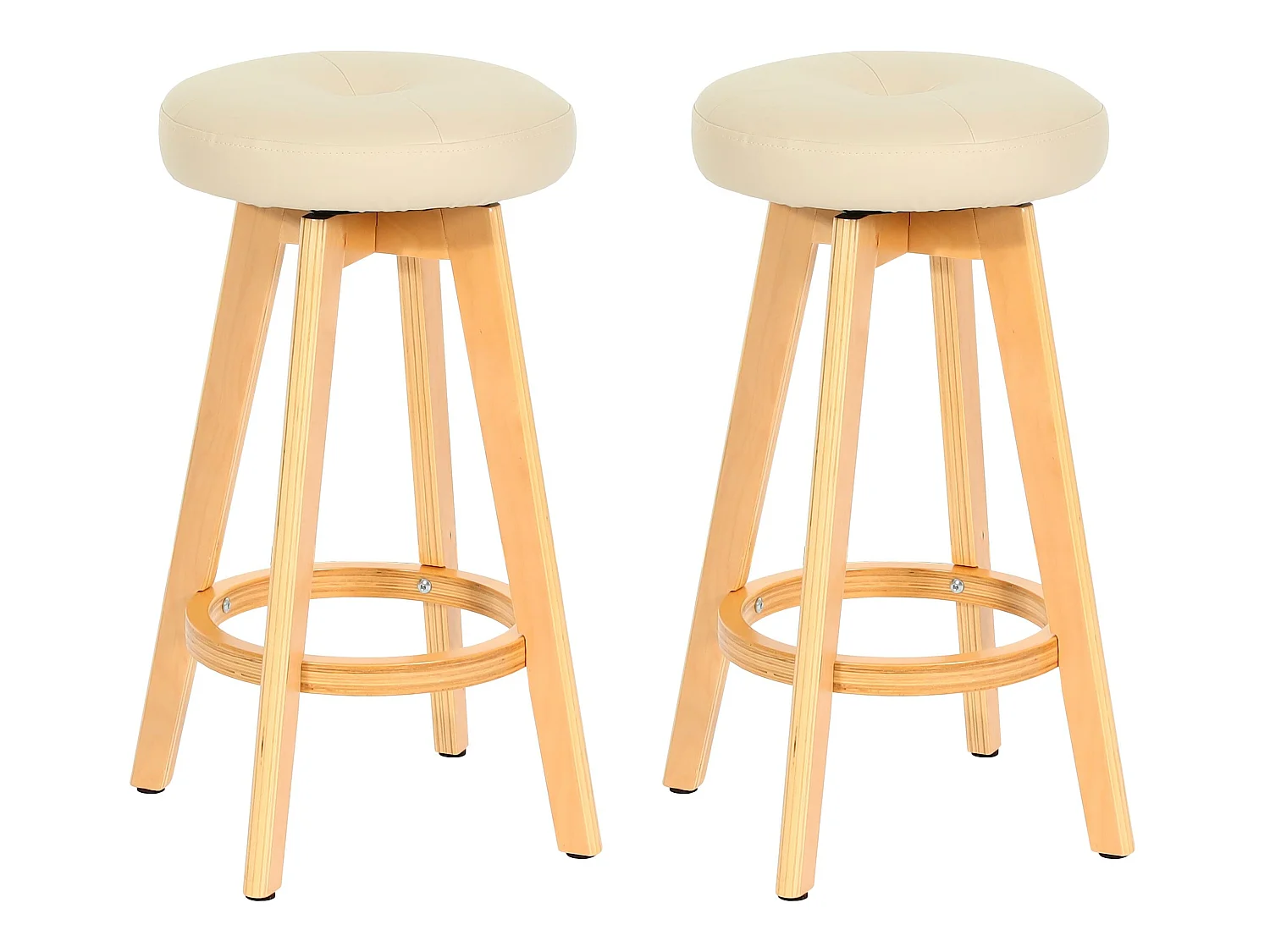 Tabouret de bar Boras (lot de 2) pivotant,  crème, pieds clairs
