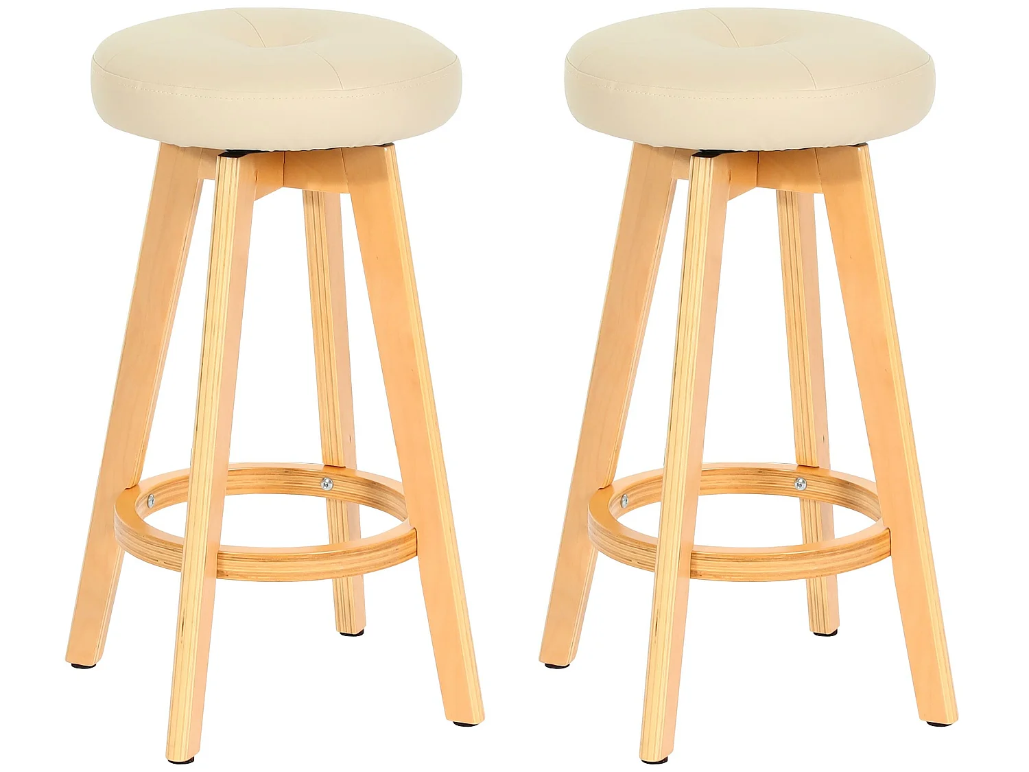 Tabouret de bar Boras (lot de 2) pivotant,  crème, pieds clairs