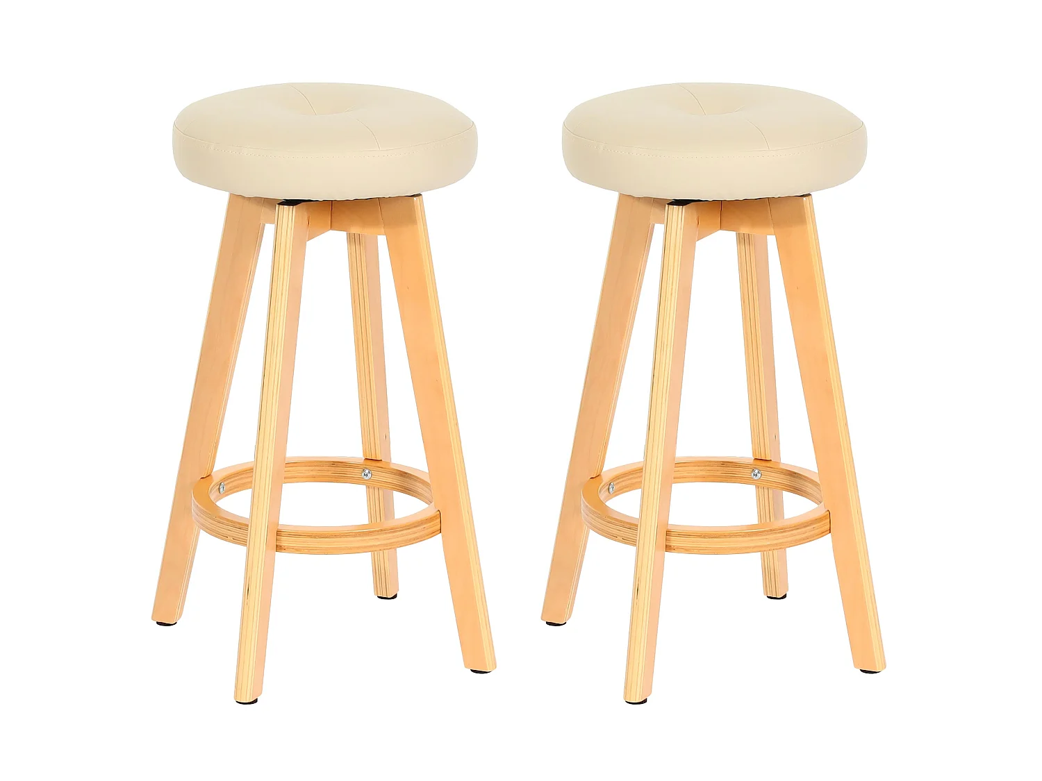 Stołek barowy Boras (zestaw 2) obrotowy,  kremowy, jasne nogi