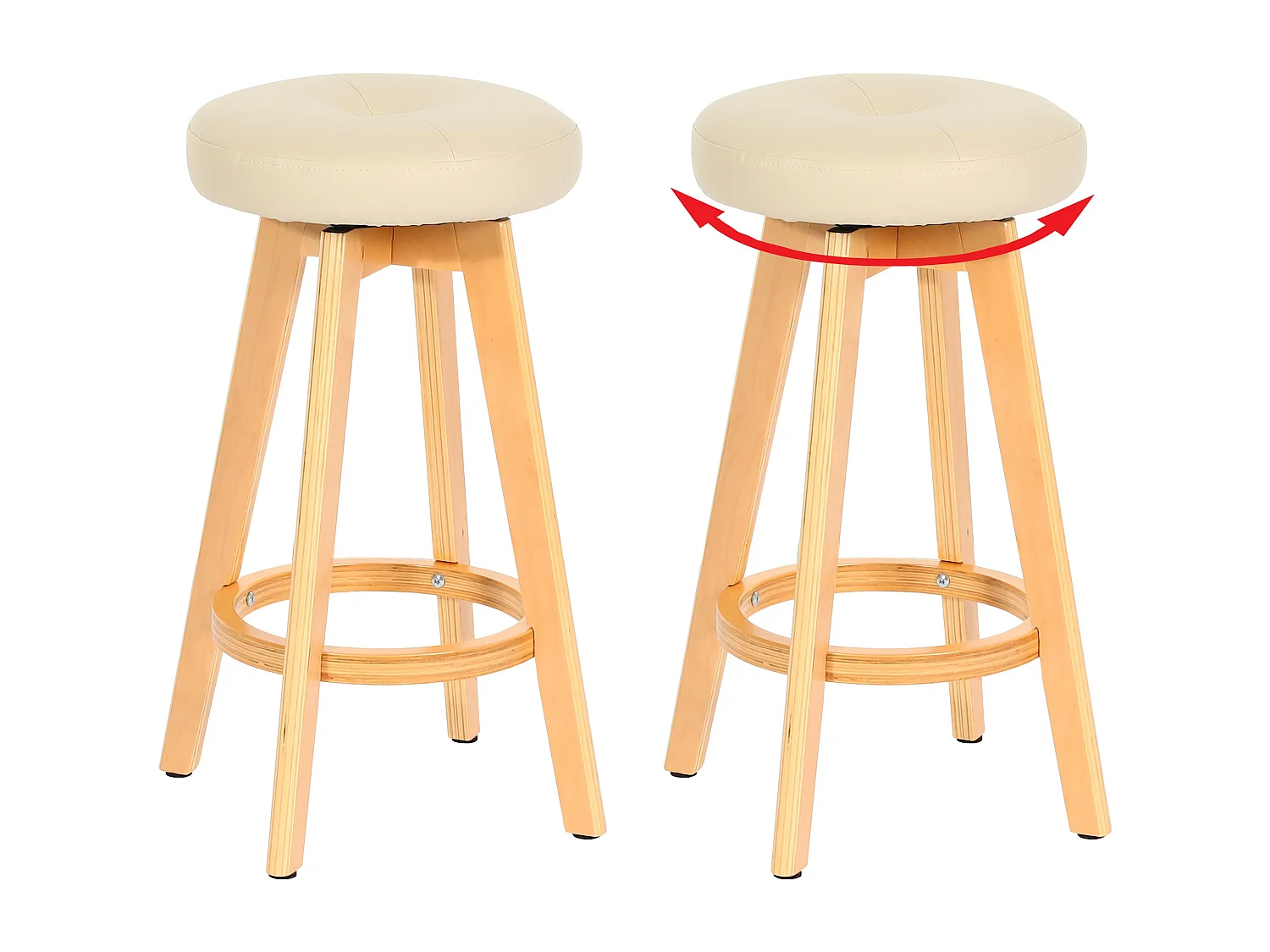 Stołek barowy Boras (zestaw 2) obrotowy,  kremowy, jasne nogi