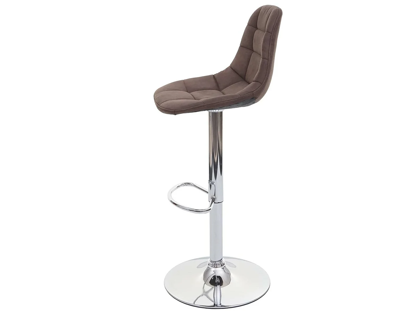 Sgabello regolabile con poggiapiedi MCW-A67 acciaio cromato tessuto marrone vintage