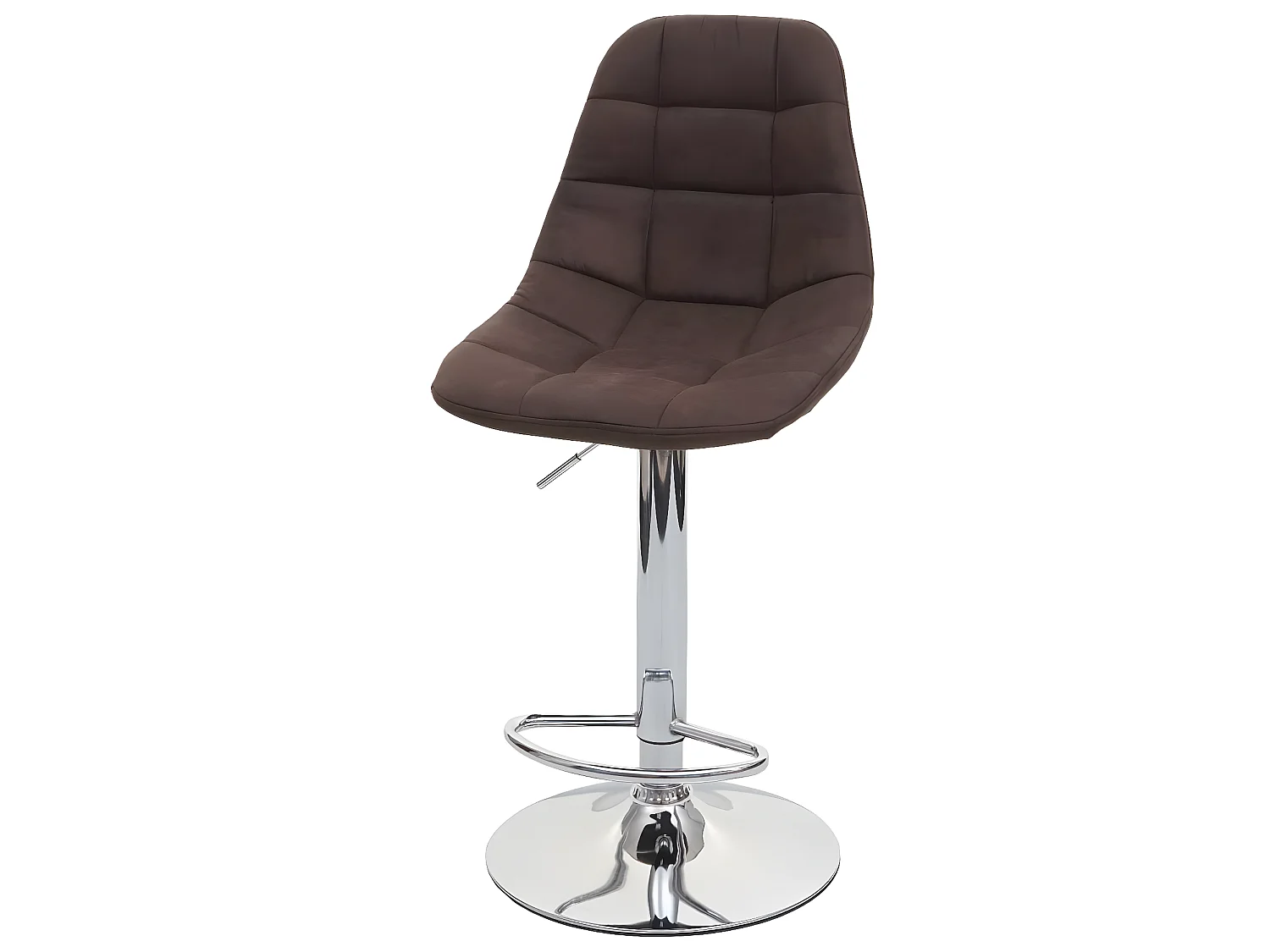 Sgabello regolabile con poggiapiedi MCW-A67 acciaio cromato tessuto marrone vintage