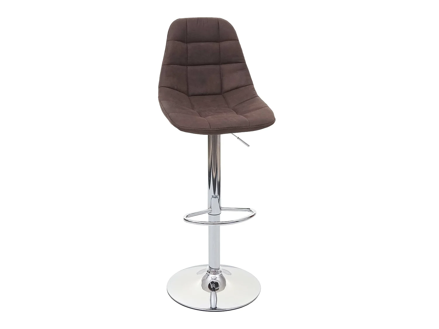 Tabouret de bar MCW-A67,  tissu/textile vintage brun foncé, base chromée