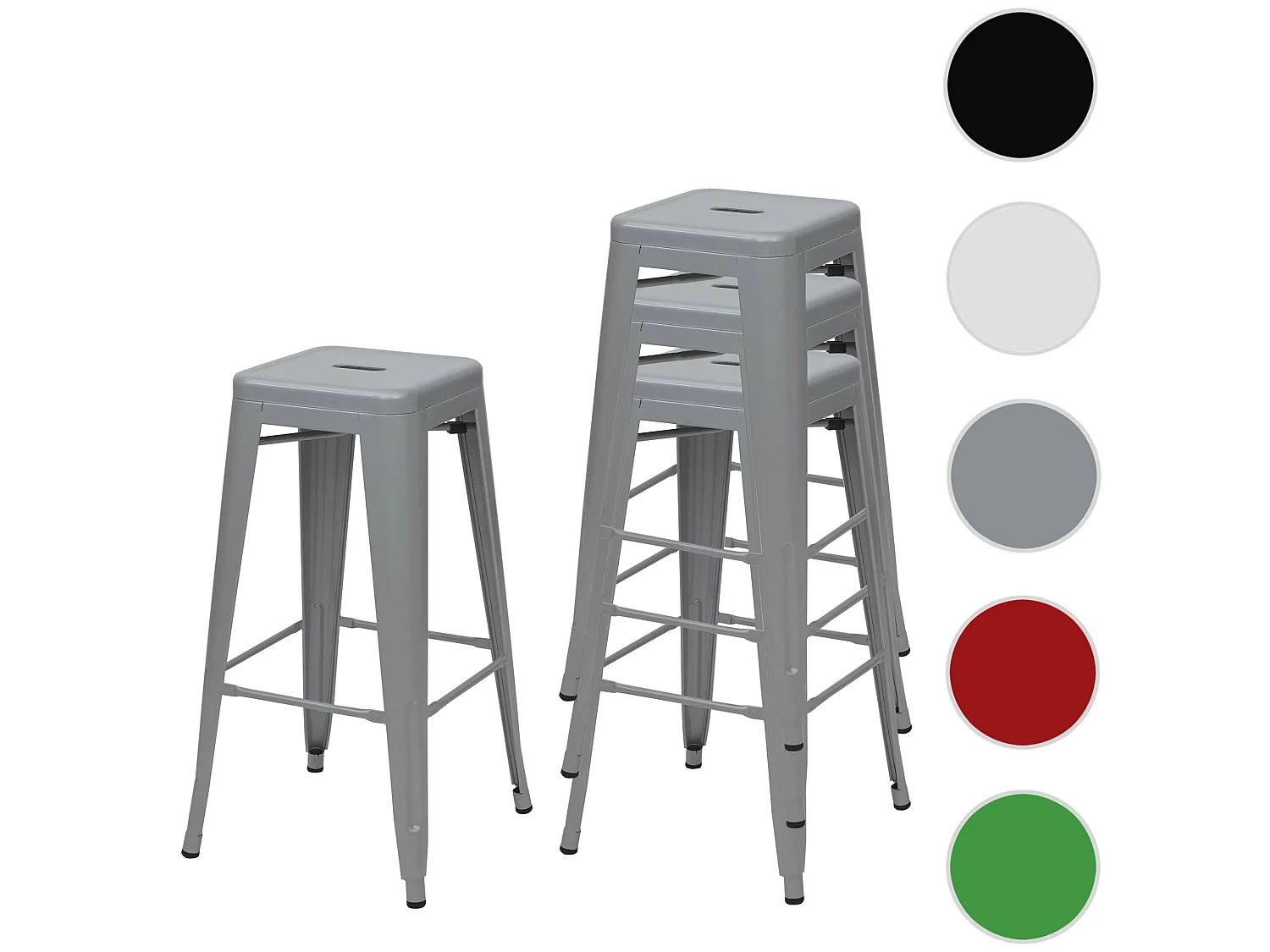 Barkruk MCW-A73 metaal (set van 4),  grijs