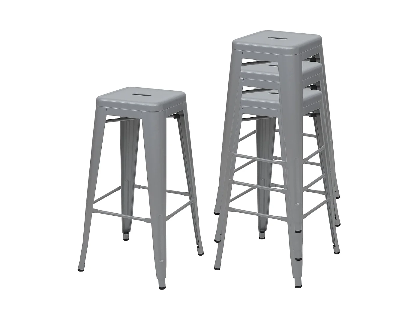 Tabouret de bar MCW-A73 Métal (lot de 4),  gris