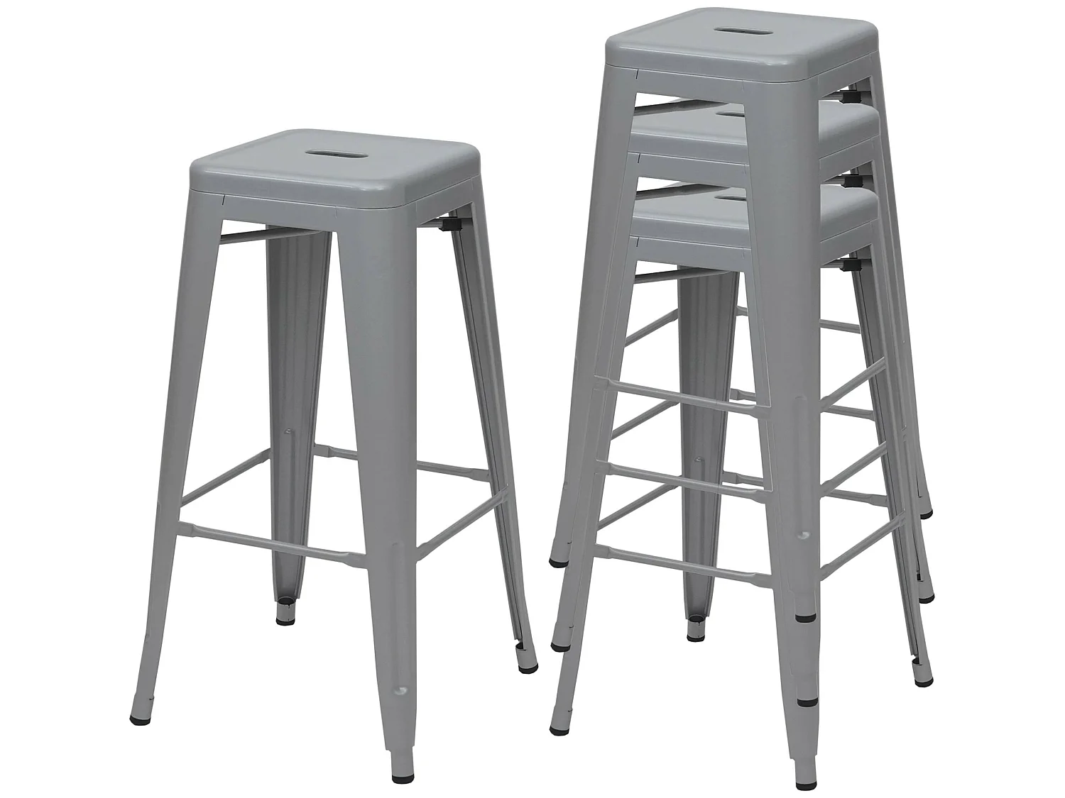 Tabouret de bar MCW-A73 Métal (lot de 4),  gris