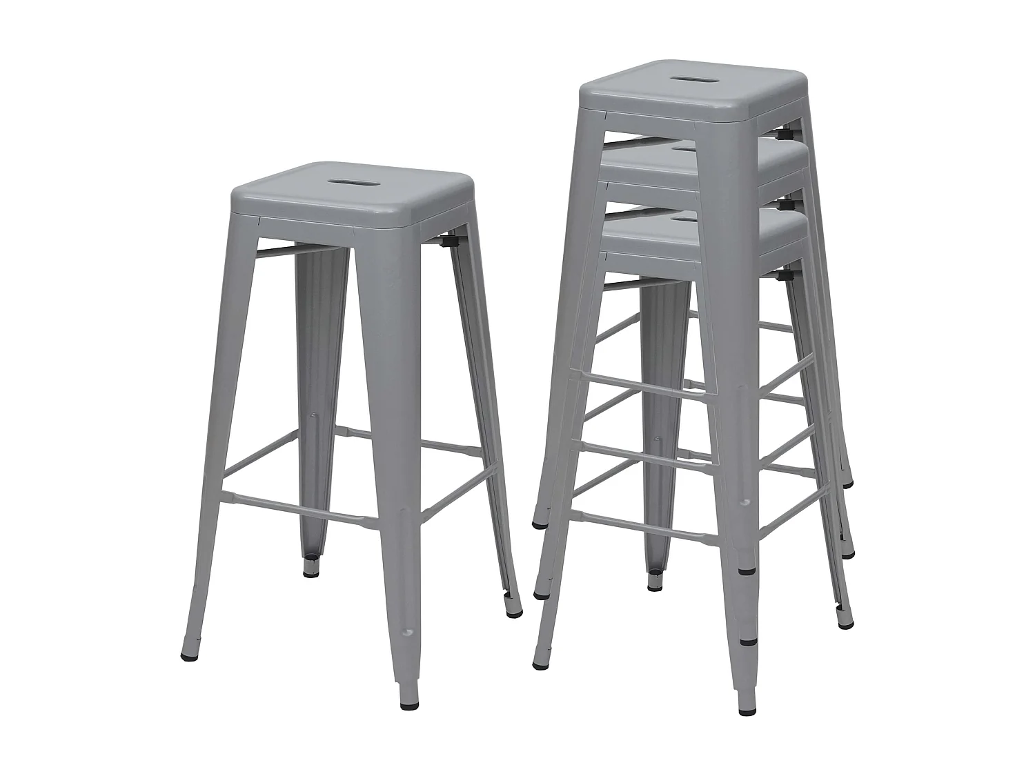 Tabouret de bar MCW-A73 Métal (lot de 4),  gris