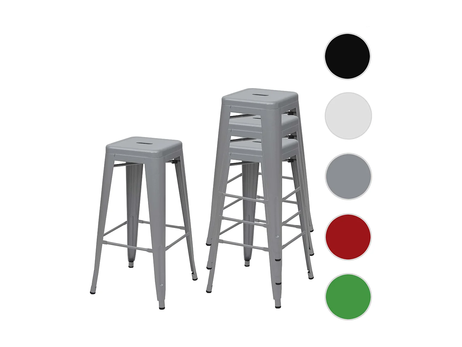 Barkruk MCW-A73 metaal (set van 4),  grijs