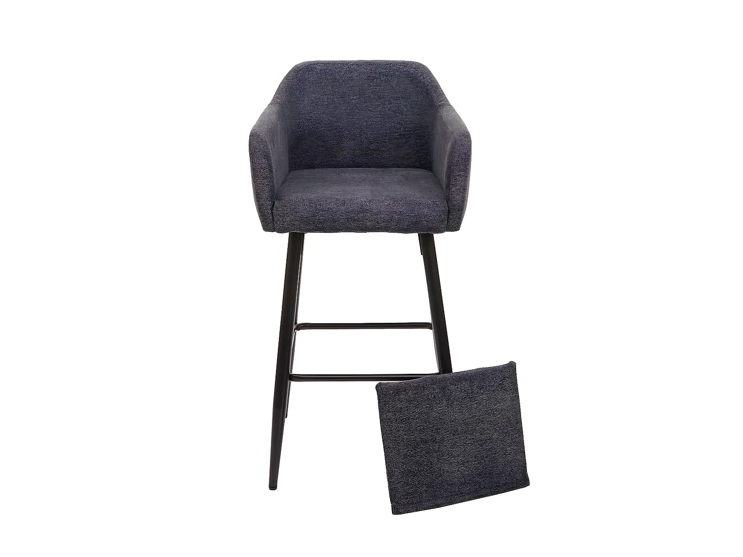 Stołek barowy MCW-H93,  tkanina/tekstylia ciemnoszary