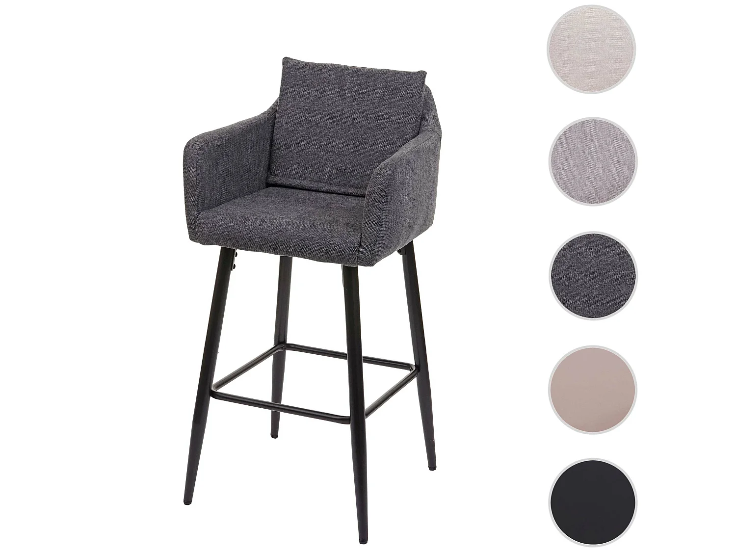 Stołek barowy MCW-H93,  tkanina/tekstylia ciemnoszary