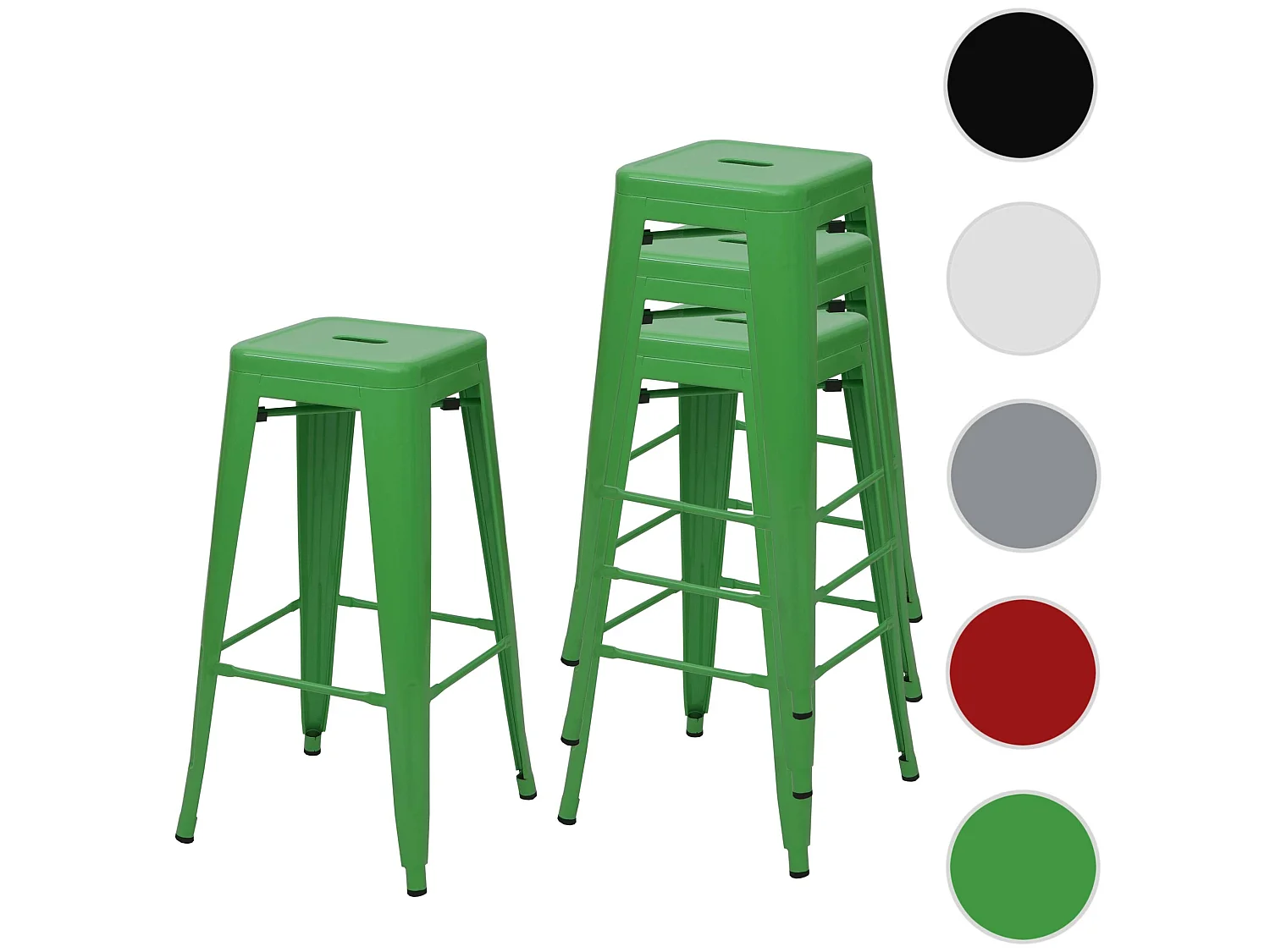 Barkruk MCW-A73 metaal (set van 4),  groen