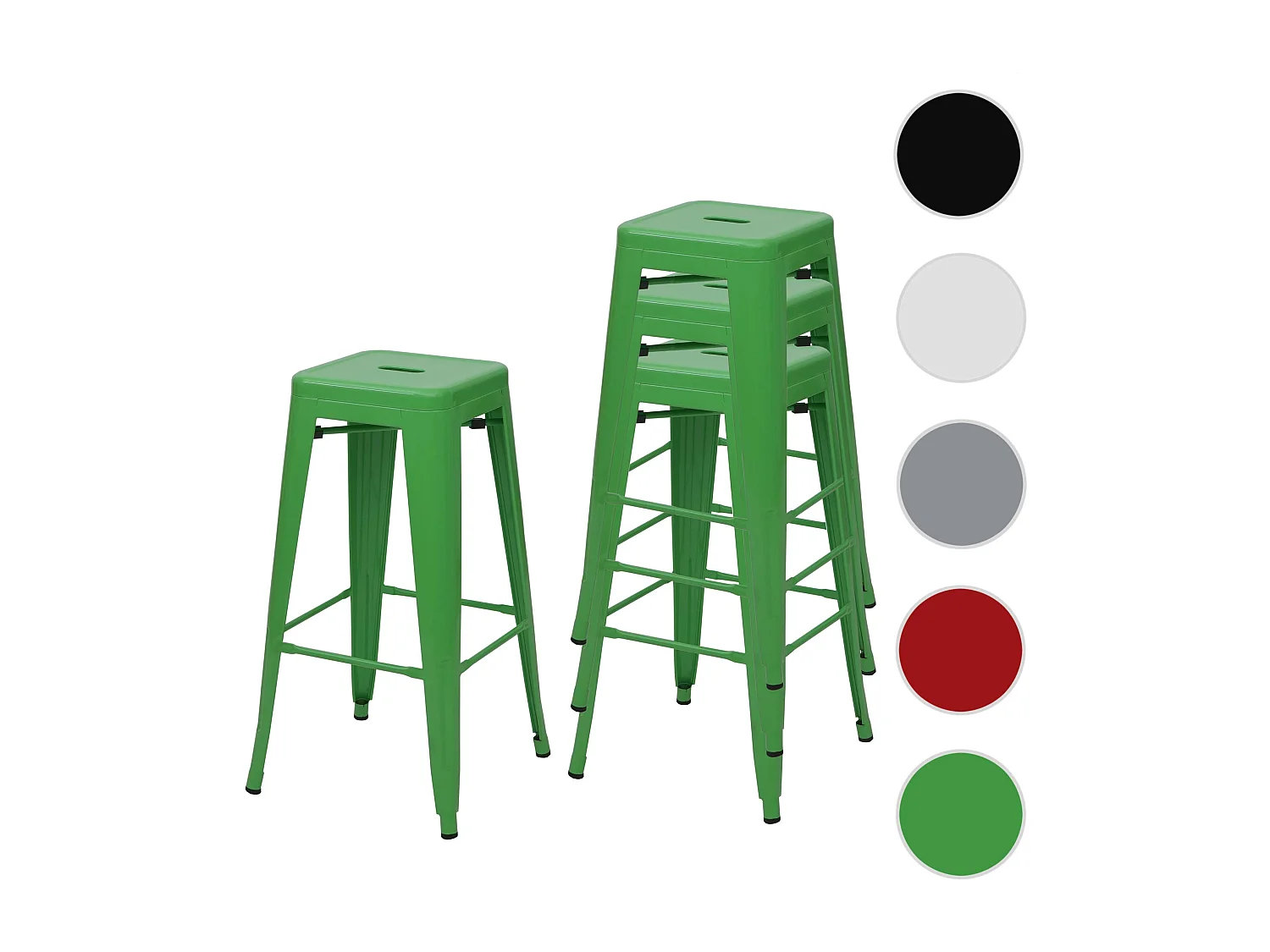 Tabouret de bar MCW-A73 Métal (lot de 4),  vert