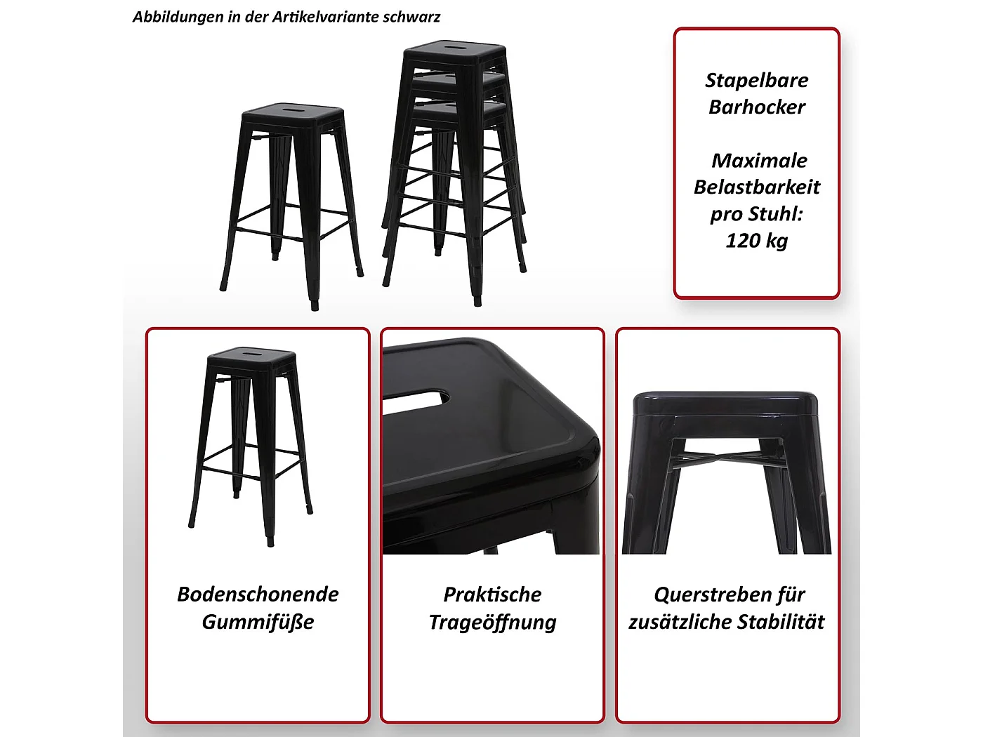 Tabouret de bar MCW-A73 Métal (lot de 4),  vert