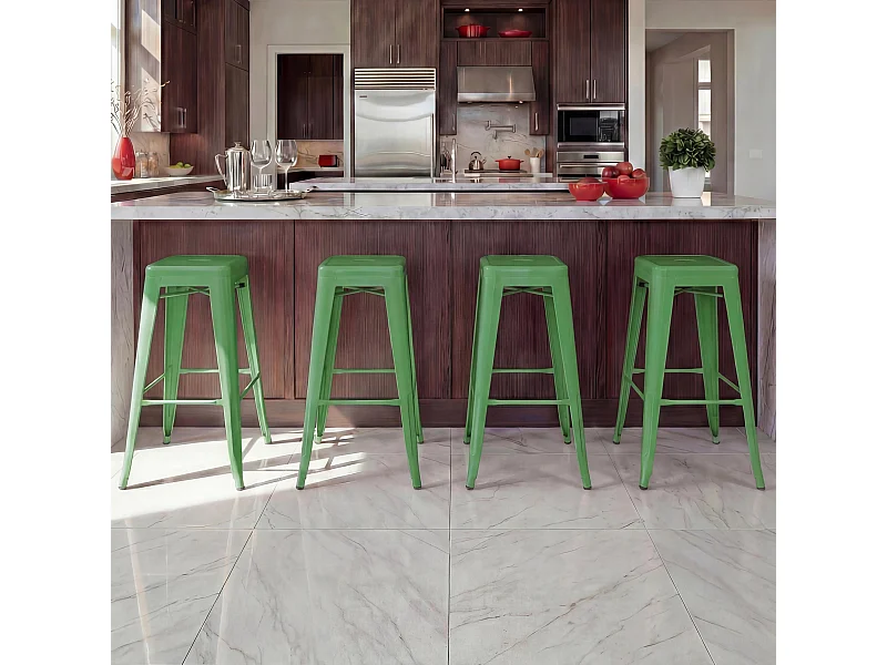 Tabouret de bar MCW-A73 Métal (lot de 4),  vert