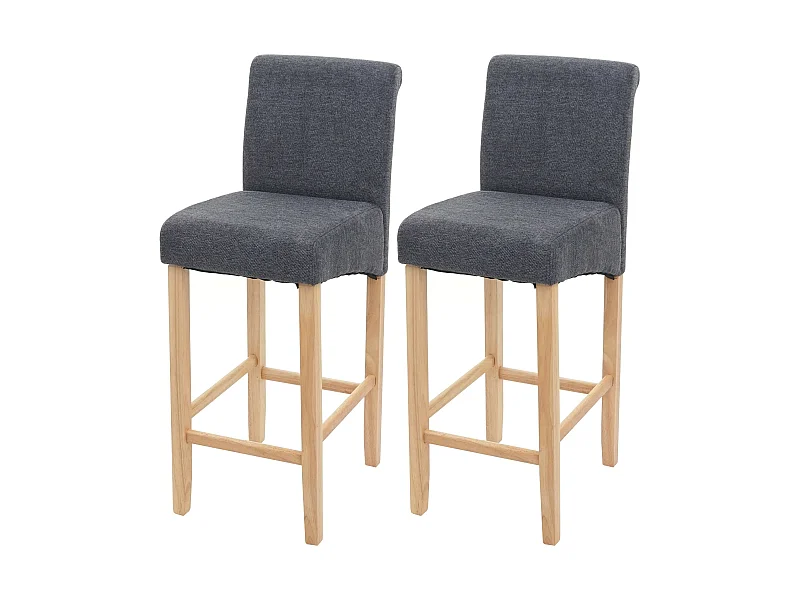 Barkruk MCW-C33 (set van 2),  donkergrijs, lichte poten, stof/textiel