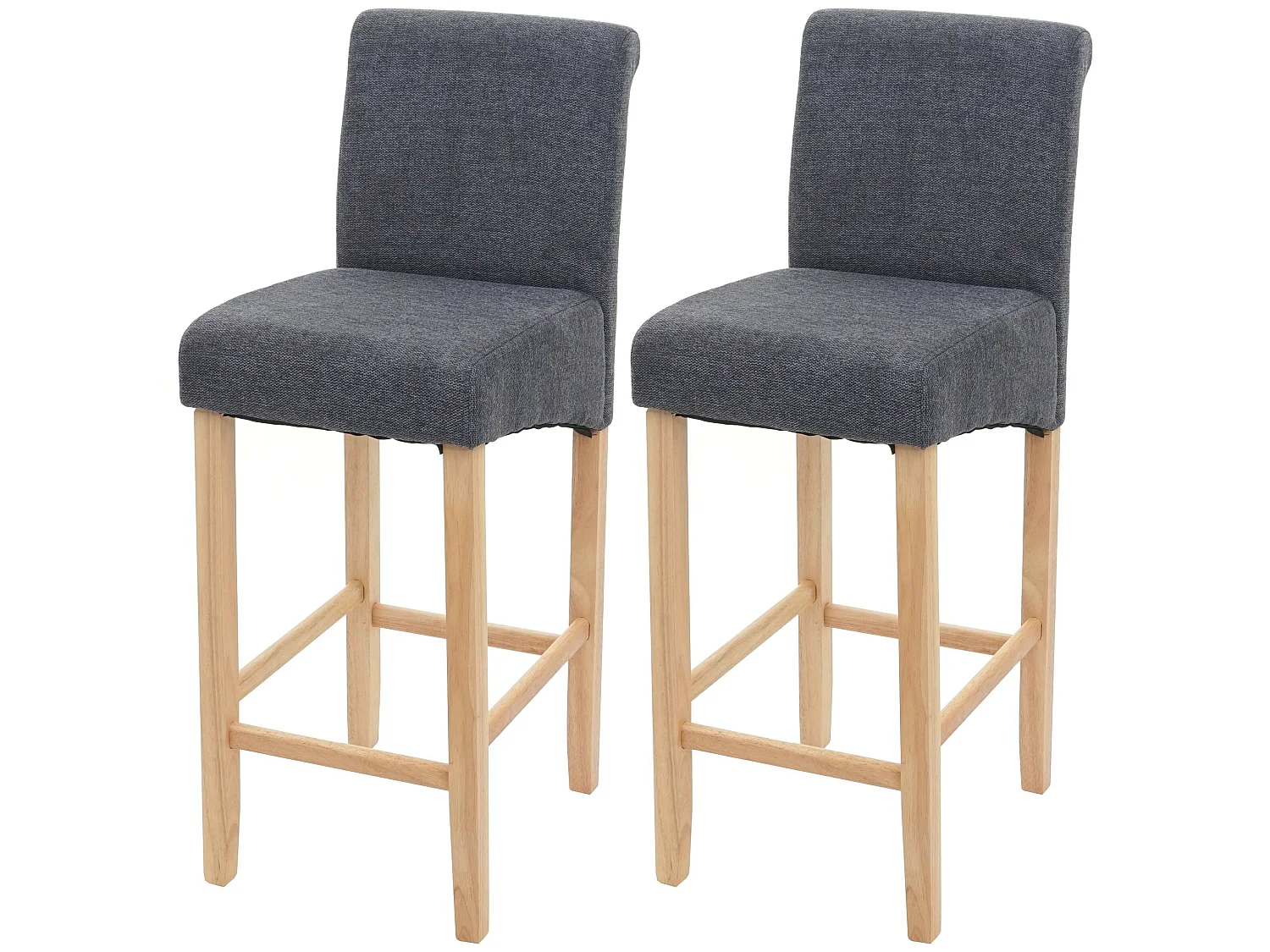 Tabouret de bar MCW-C33 (lot de 2),  gris foncé, pieds clairs, tissu/textile