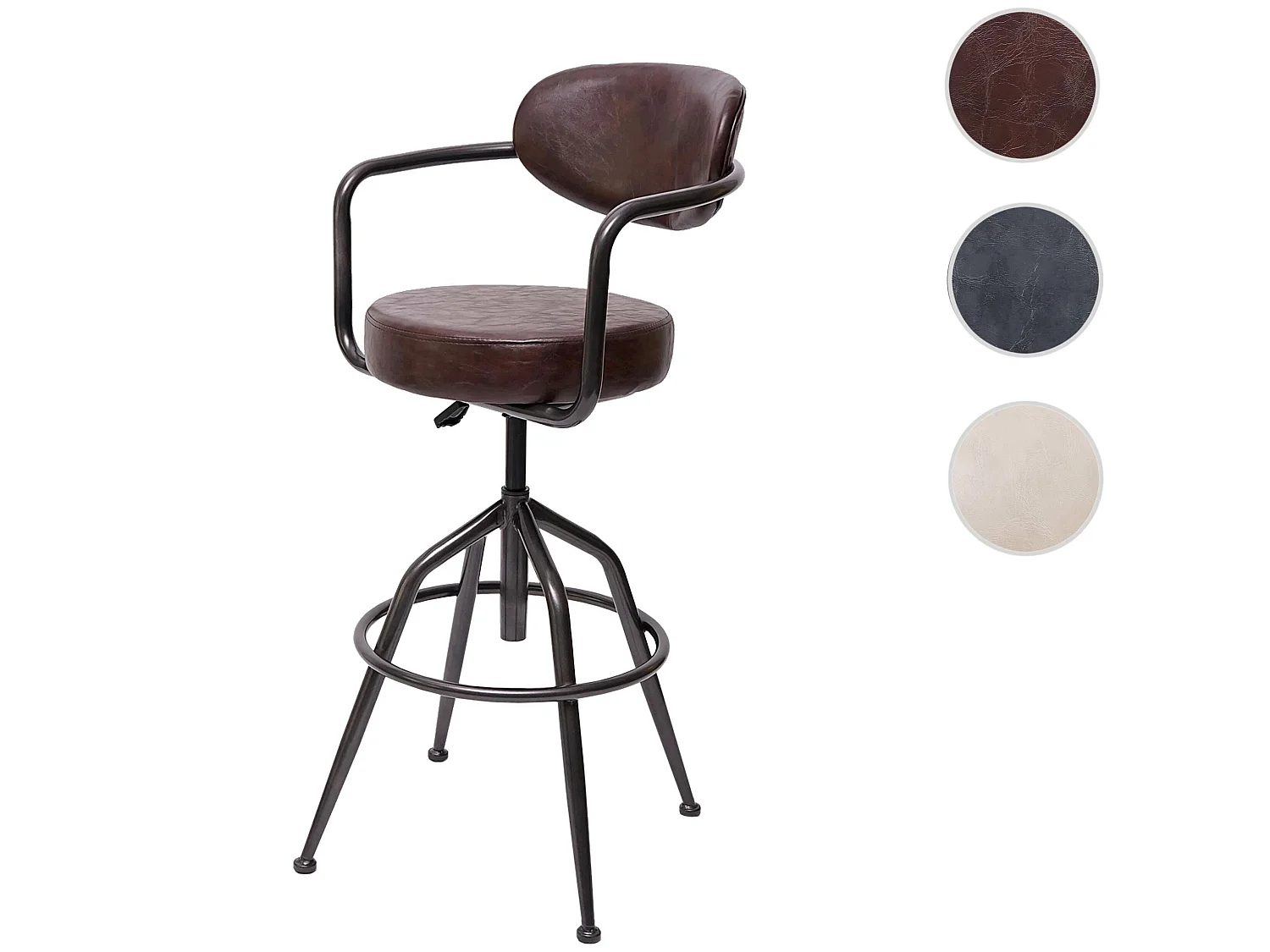 Taburete de bar MCW-H10f,  vintage marrón