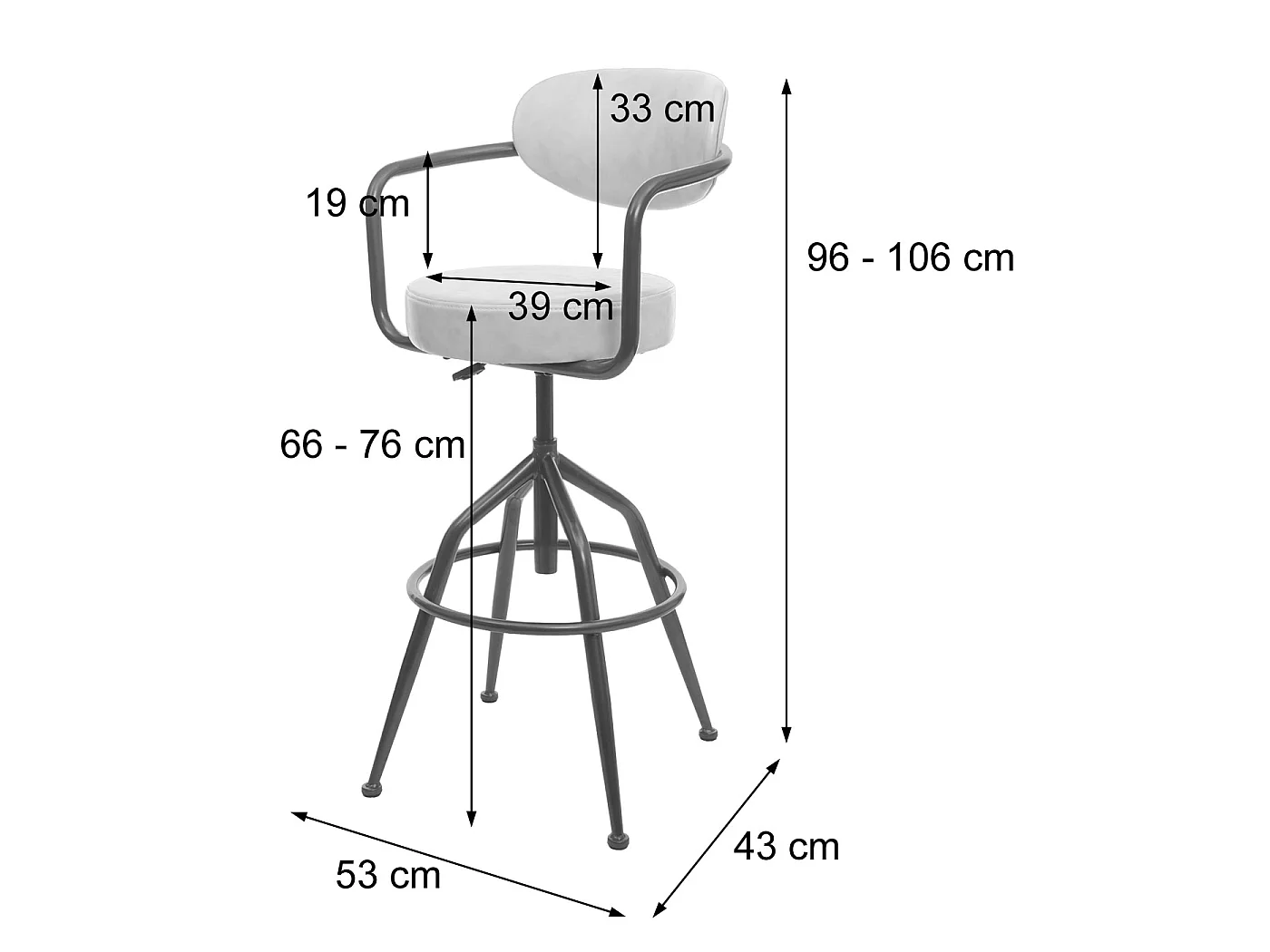Tabouret de bar MCW-H10f,  vintage marron
