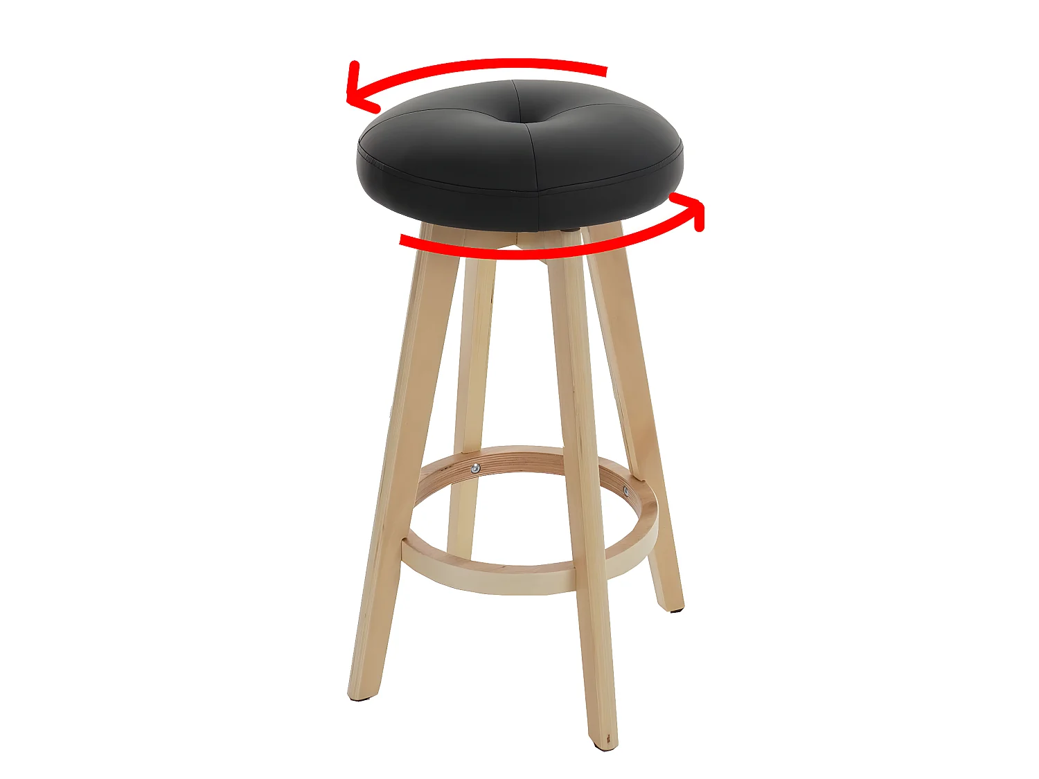 Tabouret de bar Boras pivotant,  noir, pieds clairs