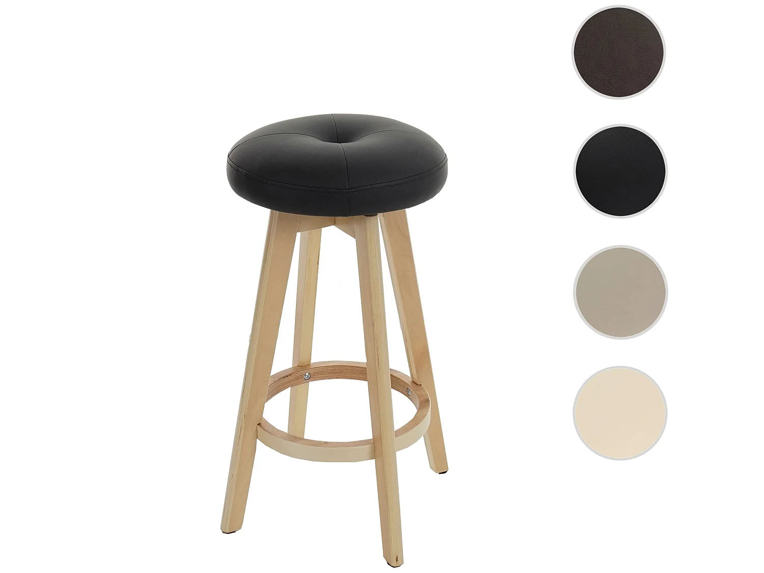 Tabouret de bar Boras pivotant,  noir, pieds clairs