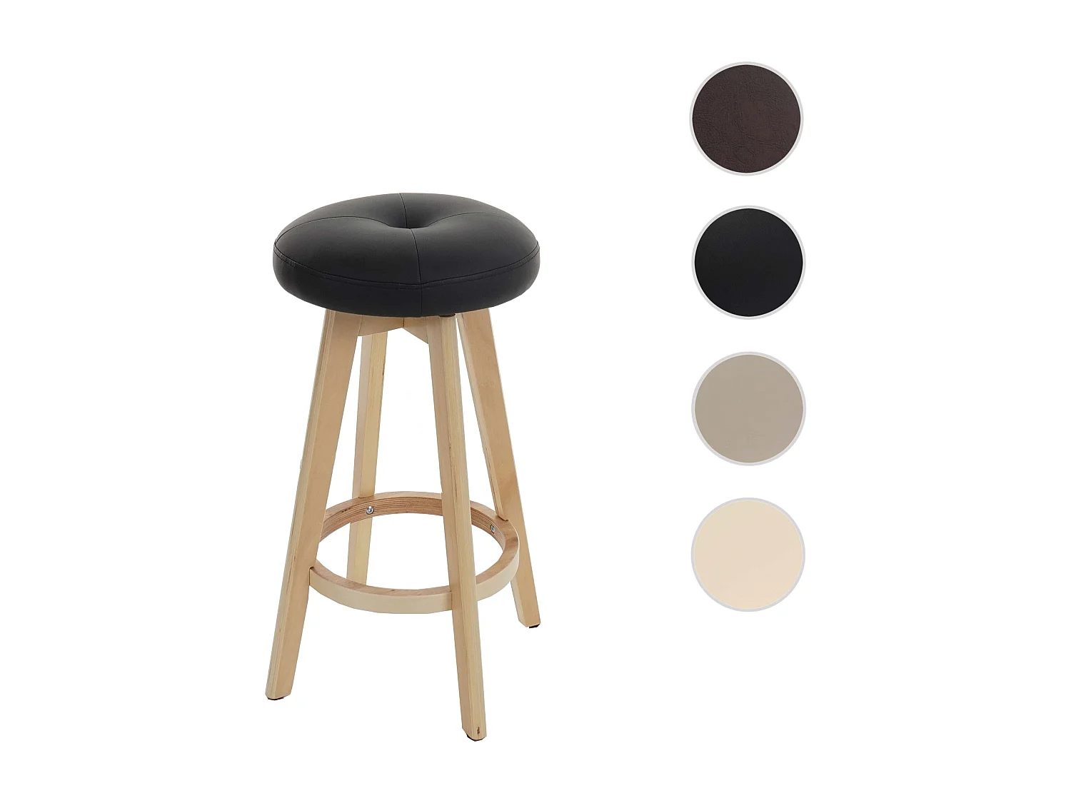 Obrotowy stołek barowy Boras,  czarny, jasne nogi