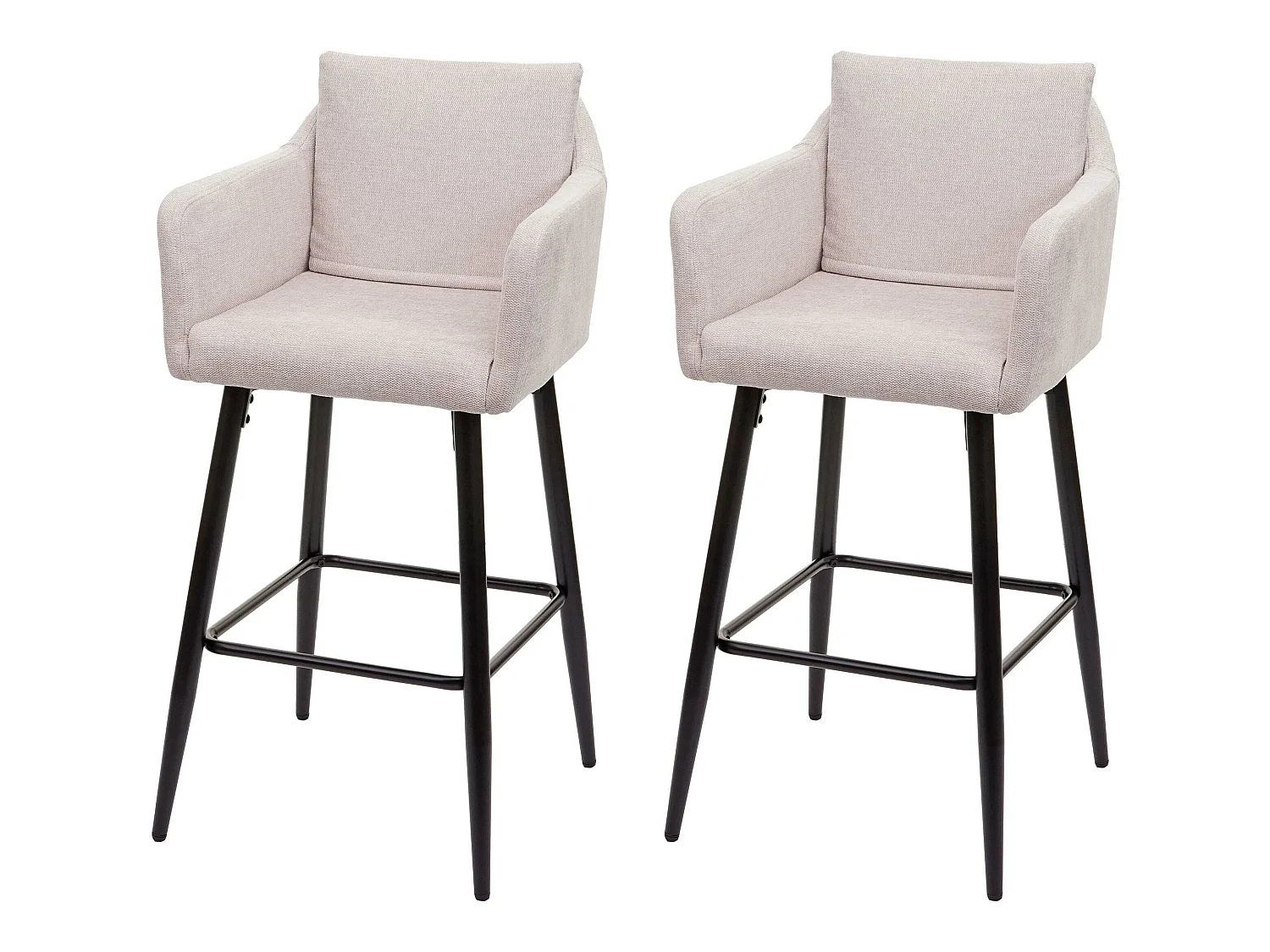 Tabouret de bar MCW-H93 (lot de 2),  tissu/textile crème-beige