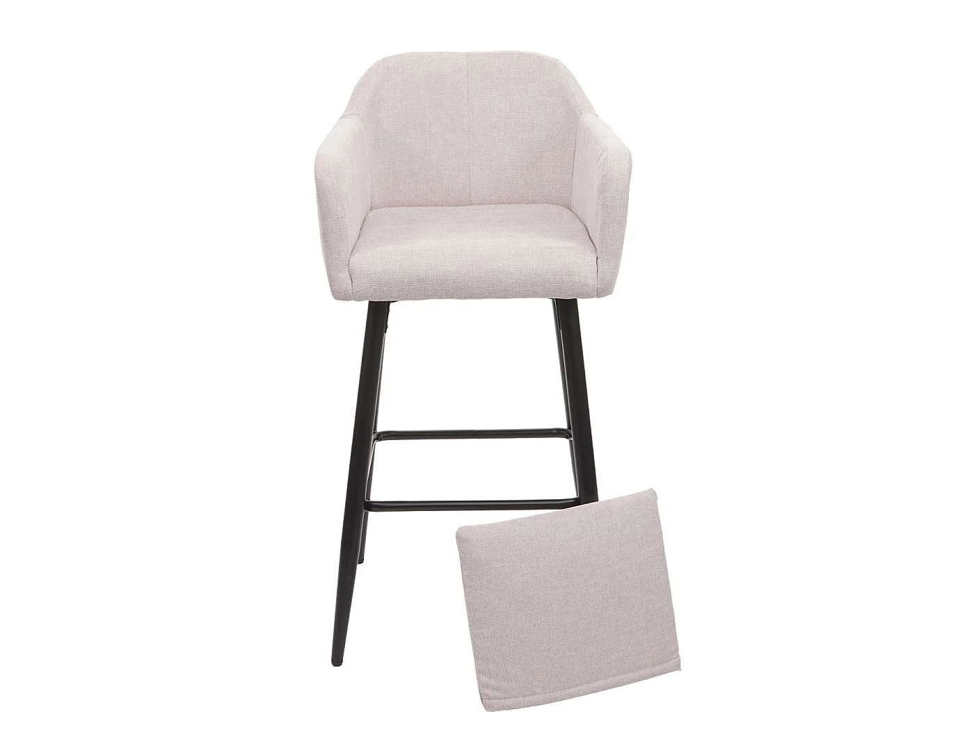 Tabouret de bar MCW-H93 (lot de 2),  tissu/textile crème-beige