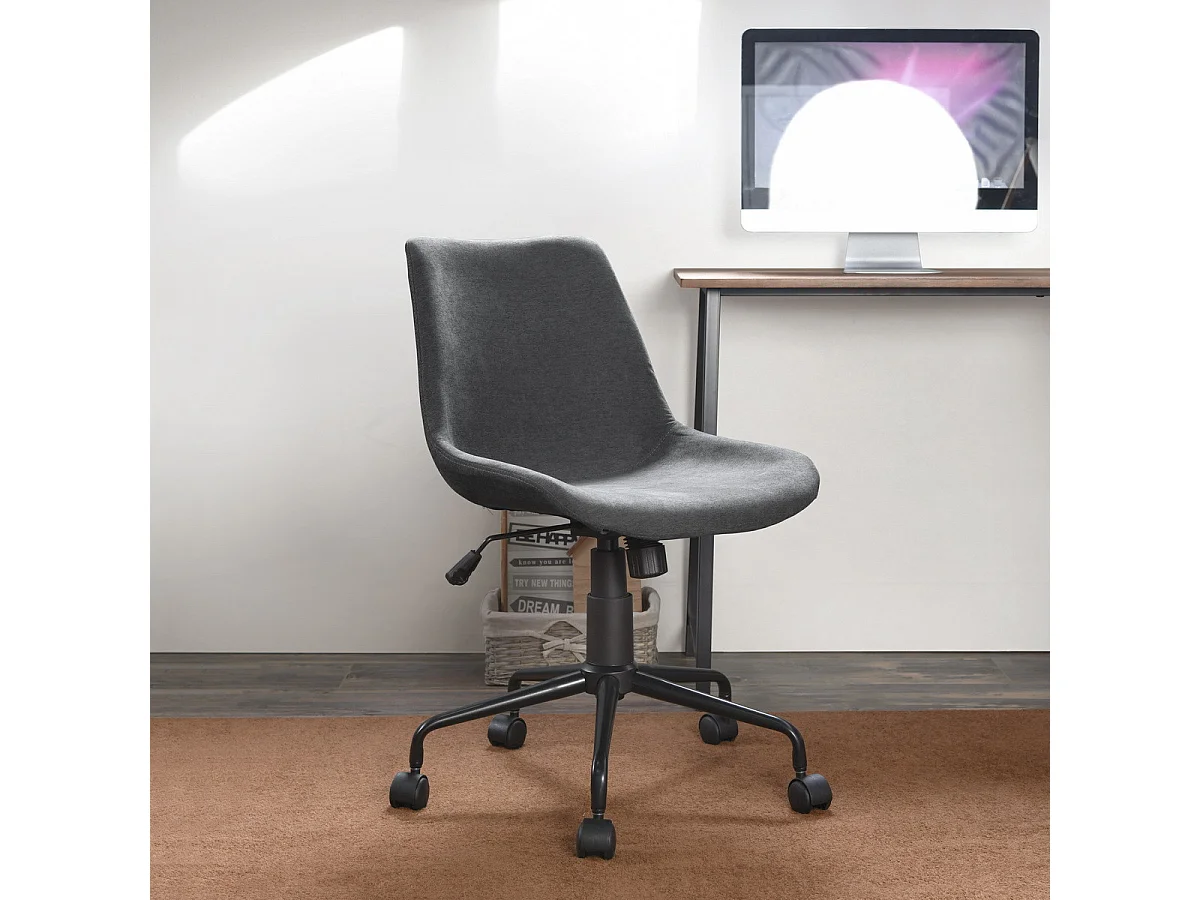 Chaise de bureau en velours gris chaise pivotante. Chaise réglable en hauteur à roulettes pour bureau