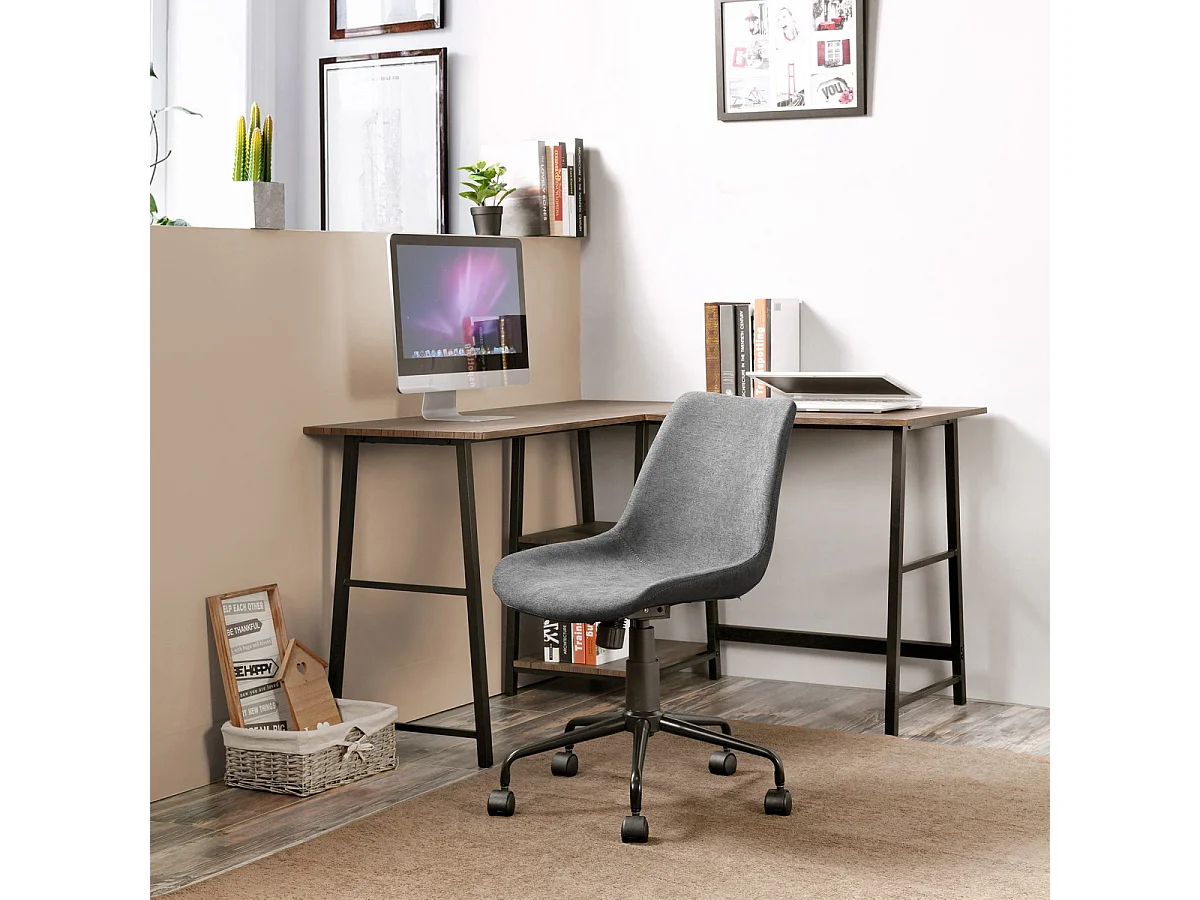 Chaise de bureau en velours gris chaise pivotante. Chaise réglable en hauteur à roulettes pour bureau
