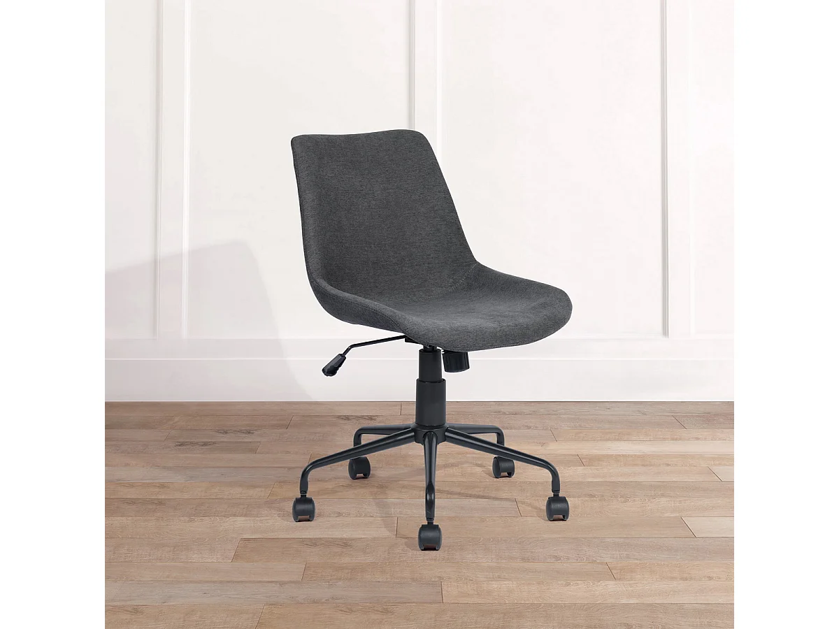 Chaise de bureau en velours gris chaise pivotante. Chaise réglable en hauteur à roulettes pour bureau