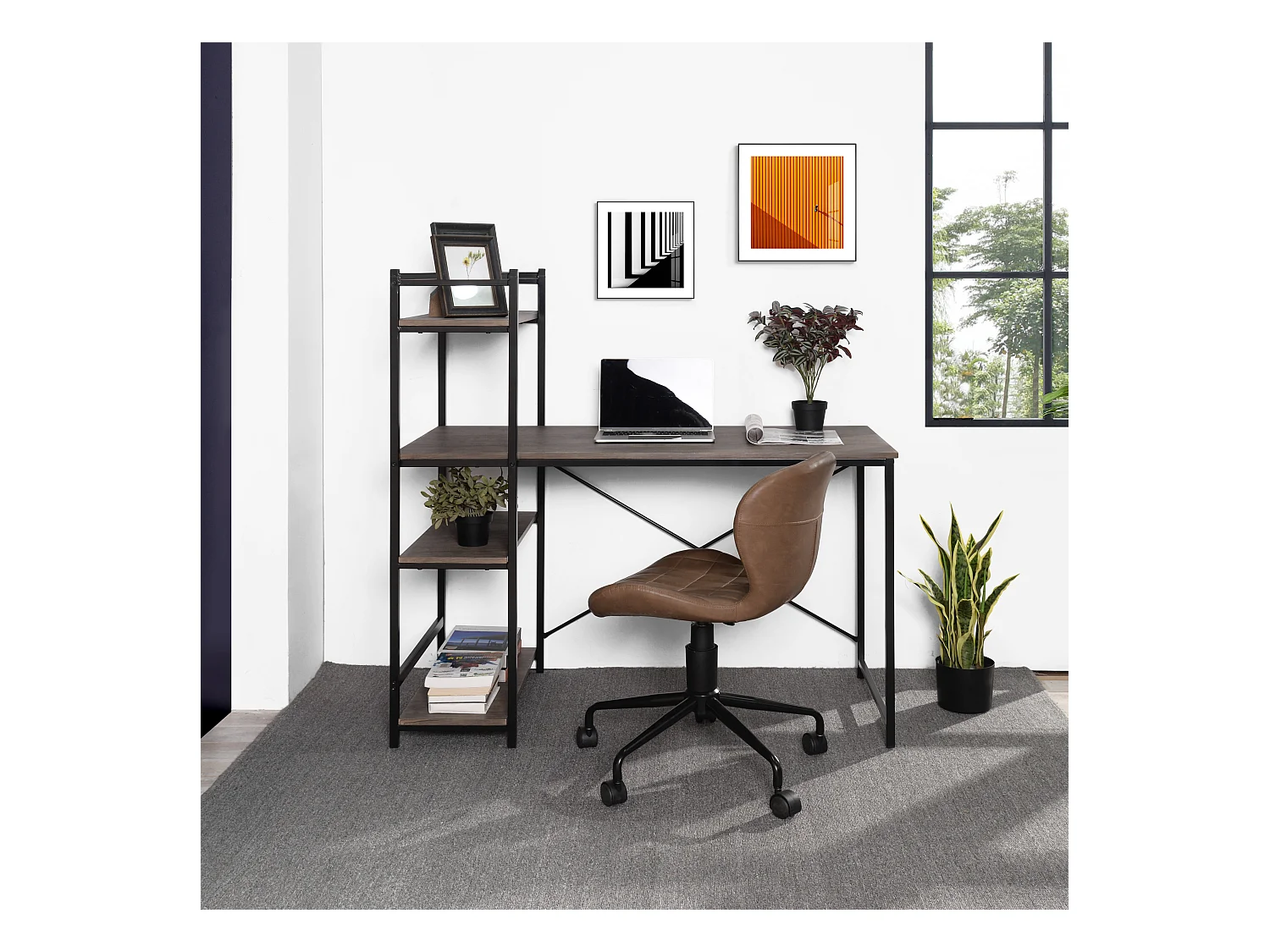 Bureau Informatique Avec Rangement 4 étagères