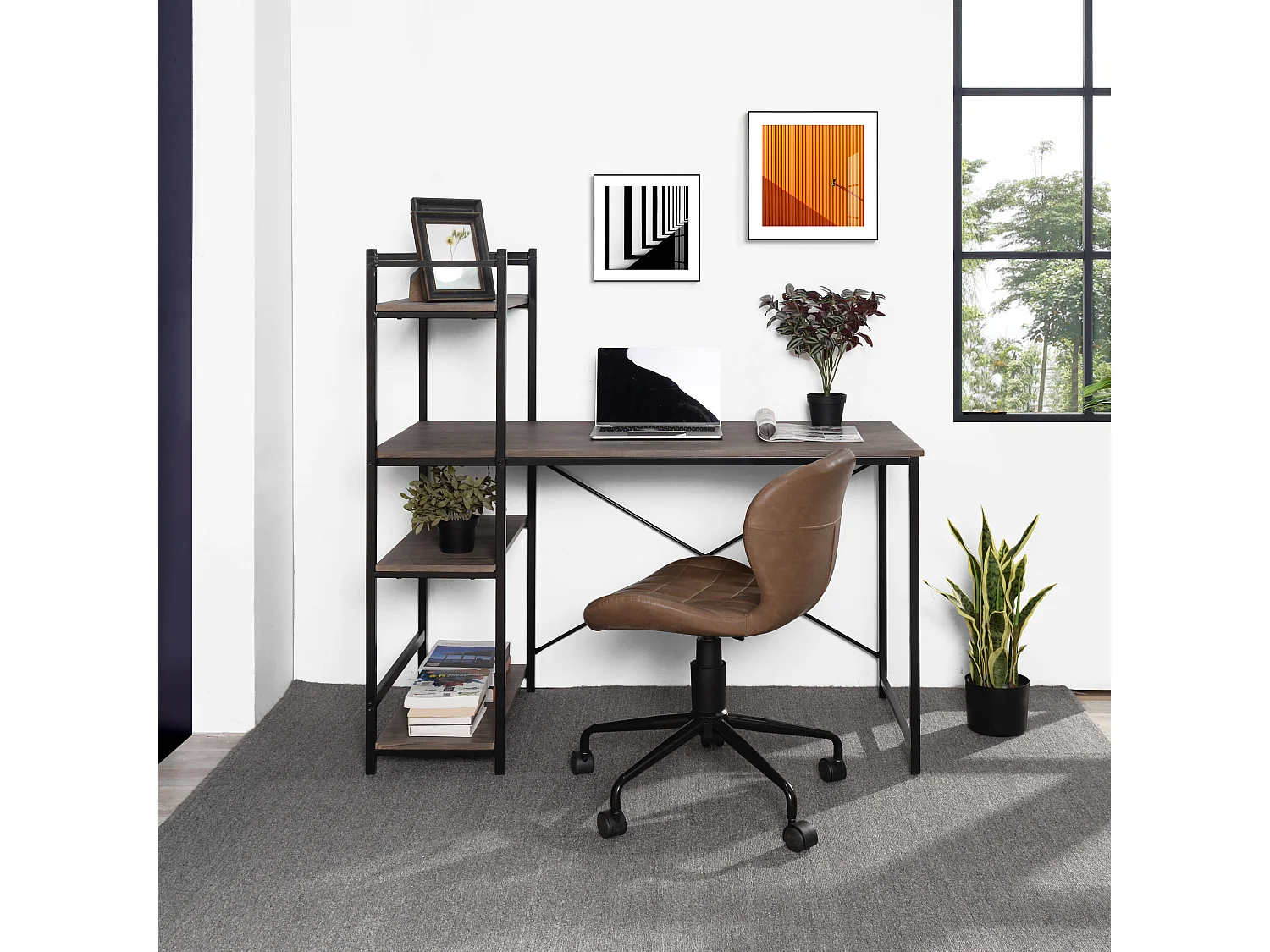 Bureau Informatique Avec Rangement 4 étagères