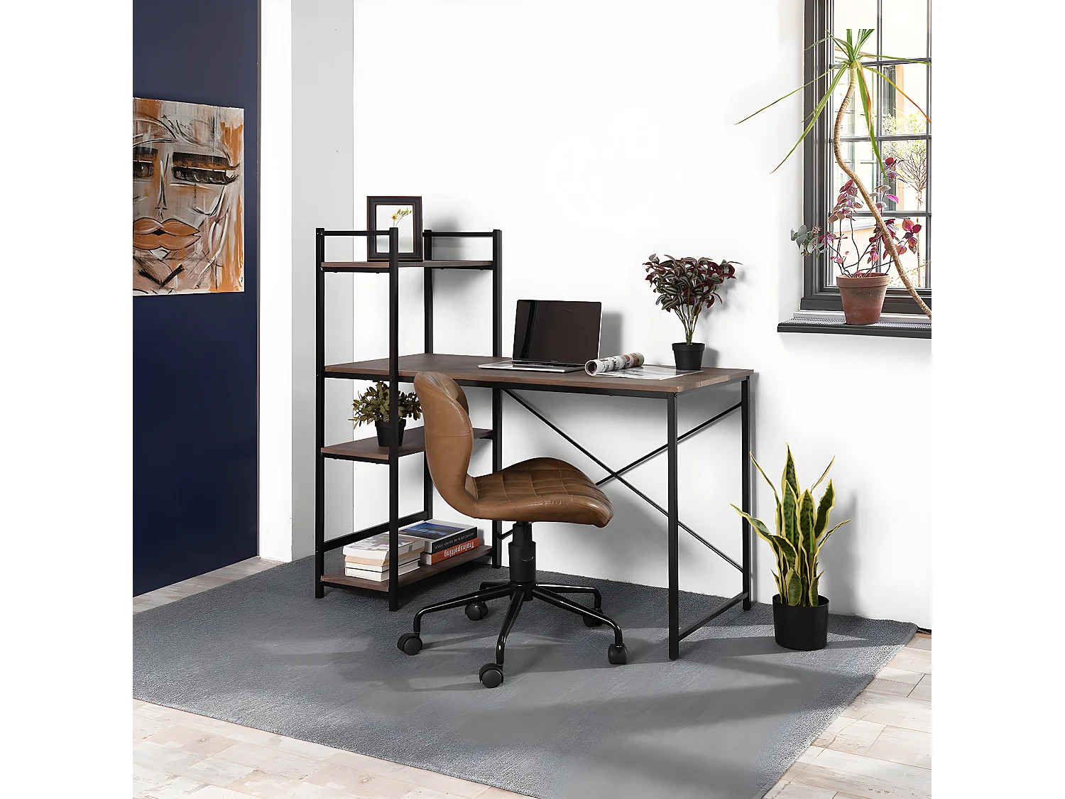 Bureau Informatique Avec Rangement 4 étagères