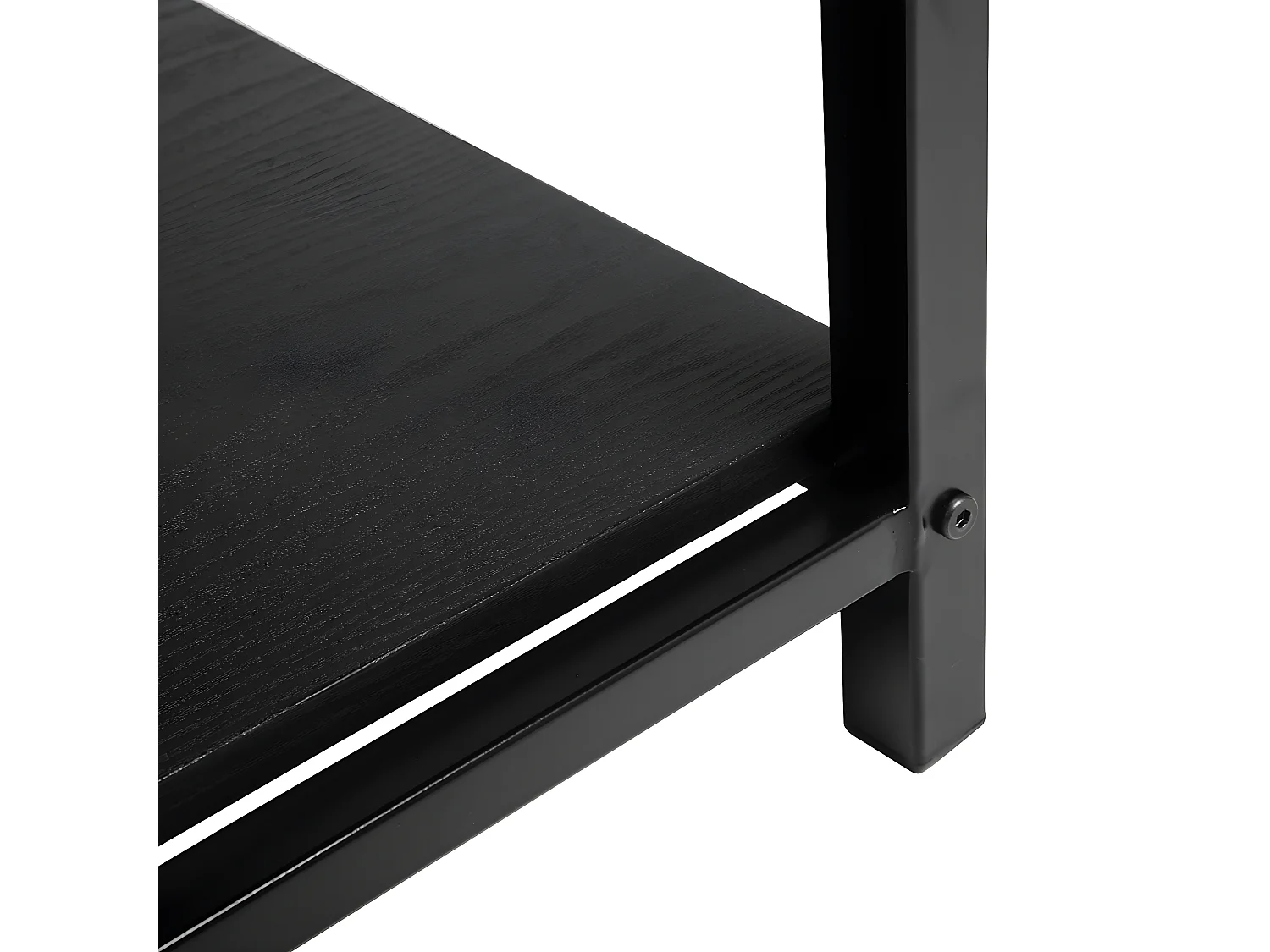 Bureau d'angle étagères noir bois métal 120*120