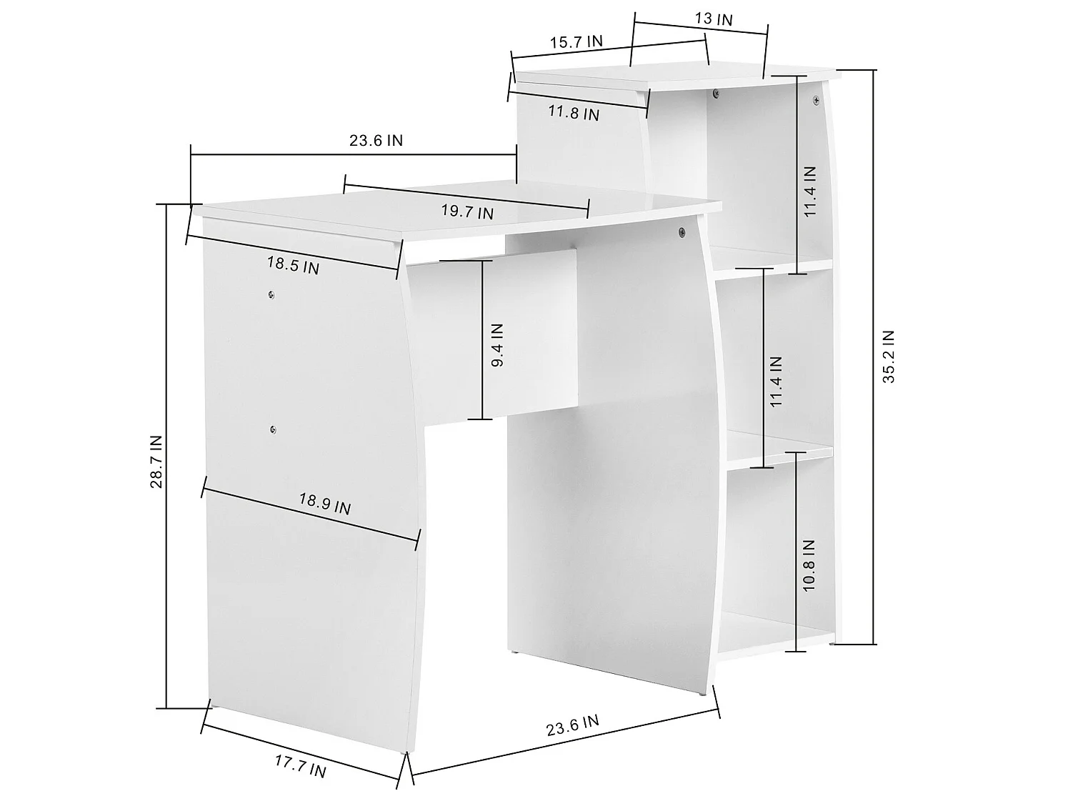 Ensemble bureau et étagère pour enfants, planches en bois avec PVC blanc, 60x50x73 cm