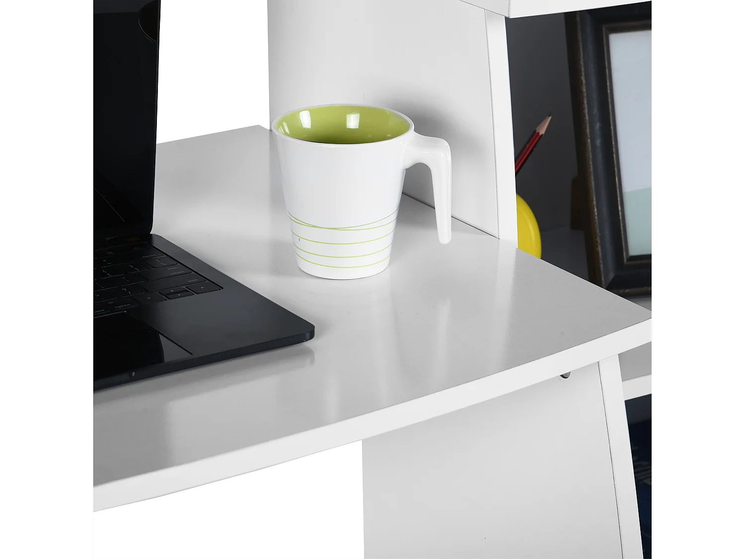 Ensemble bureau et étagère pour enfants, planches en bois avec PVC blanc, 60x50x73 cm