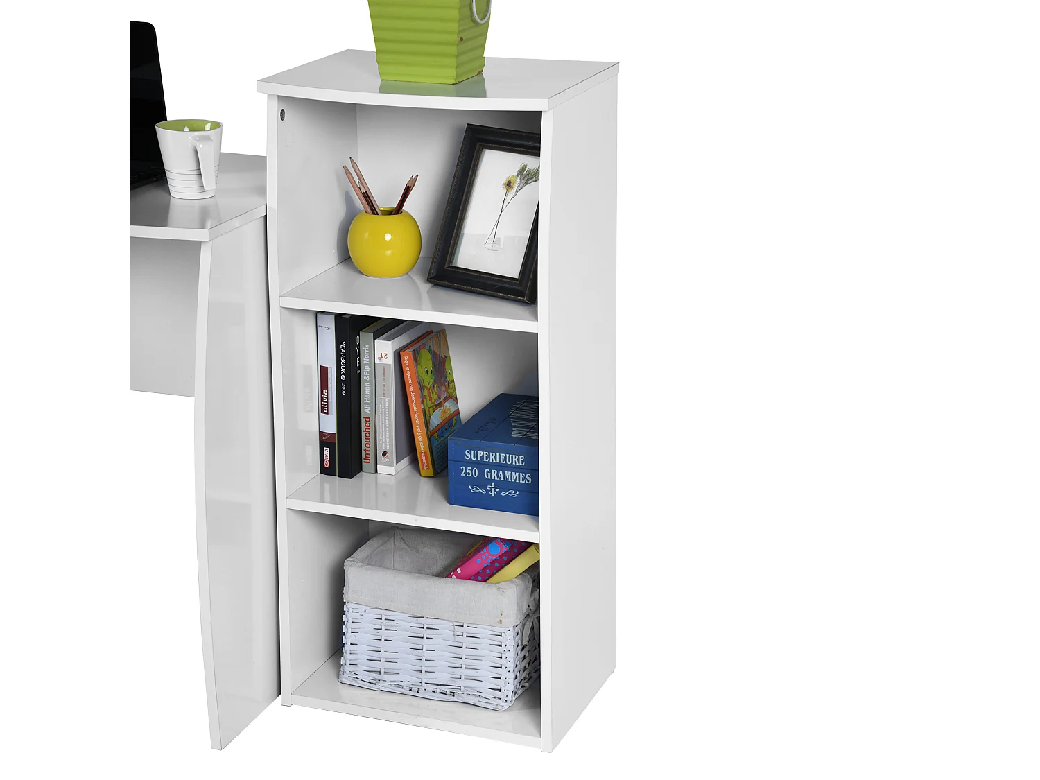 Ensemble bureau et étagère pour enfants, planches en bois avec PVC blanc, 60x50x73 cm