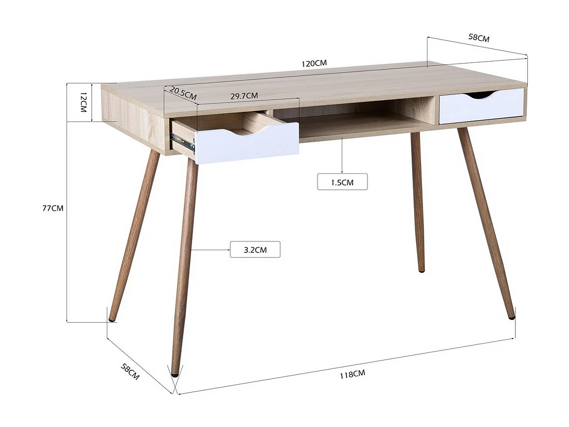 Mesa para computadora de oficina Muebles de oficina con compartimiento de almacenamiento y cajones