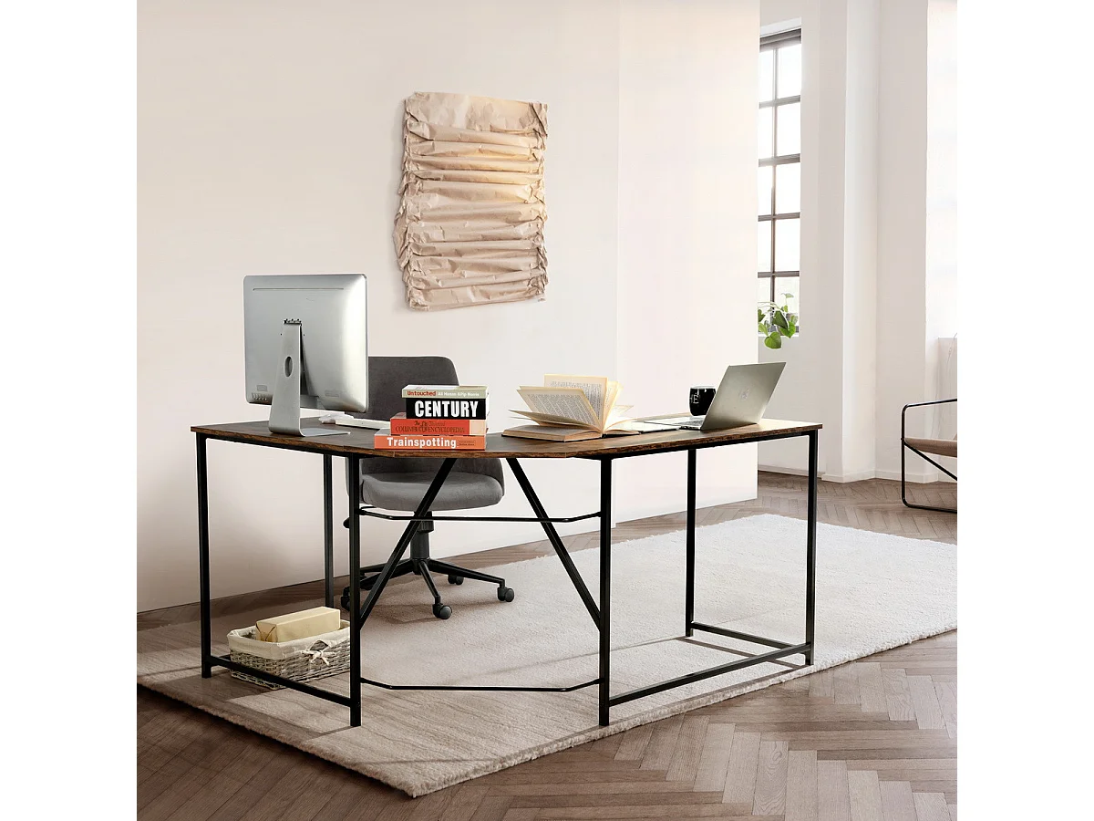 Bureau d'ordinateur d'angle en forme de L