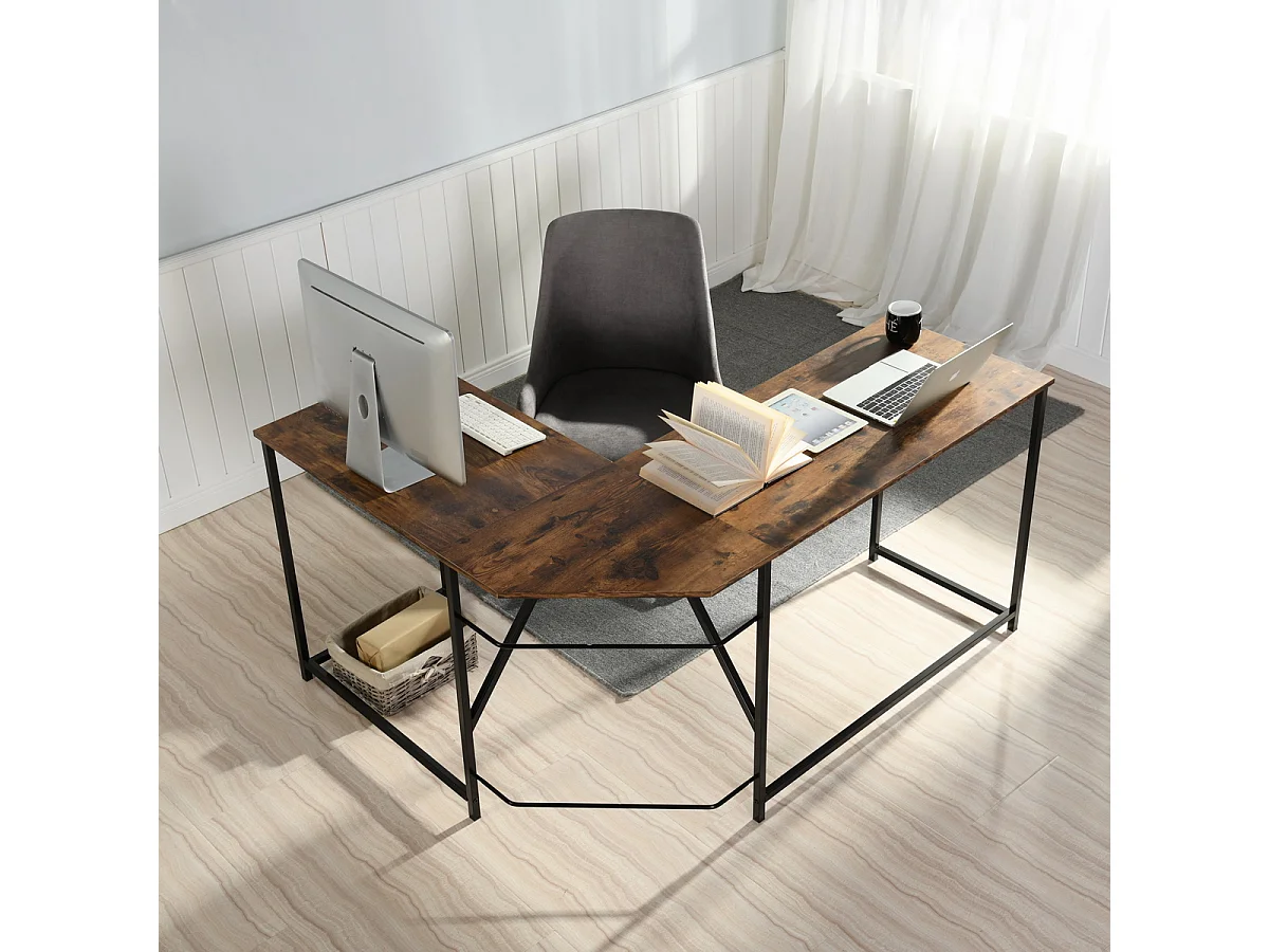 Bureau d'ordinateur d'angle en forme de L