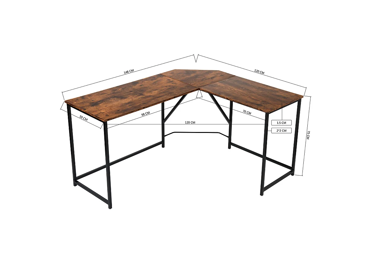 Bureau d'ordinateur d'angle en forme de L