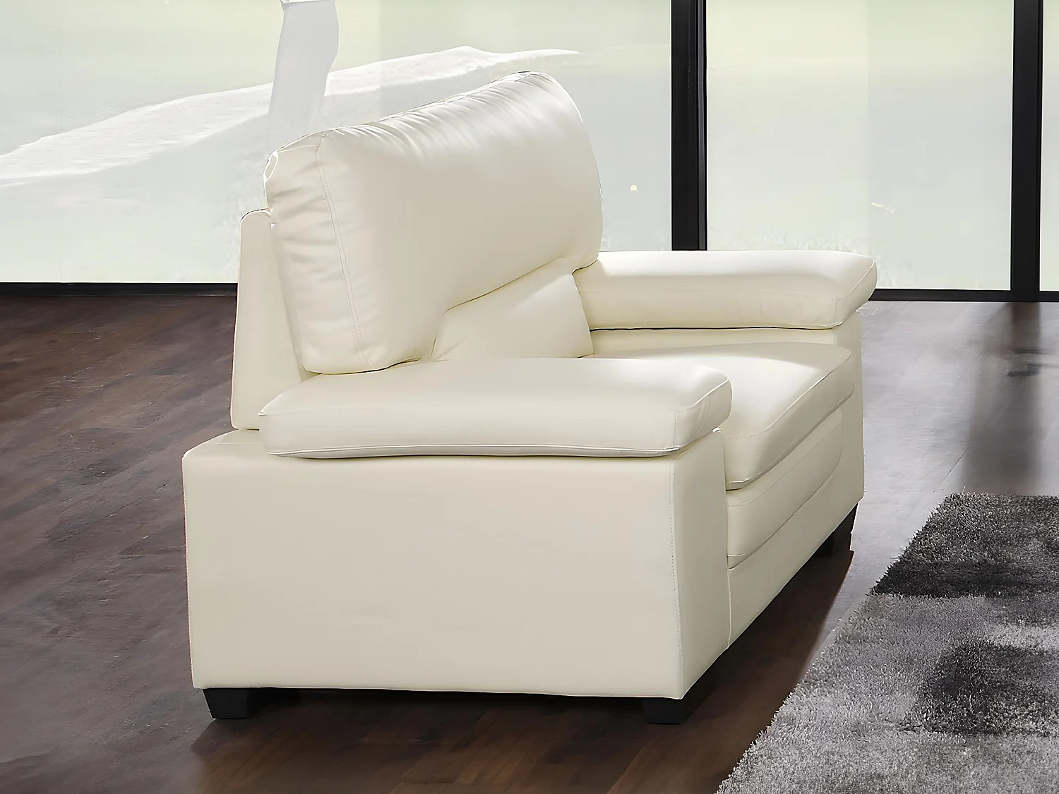 Sillón de piel de búfalo marfil MIMAS II