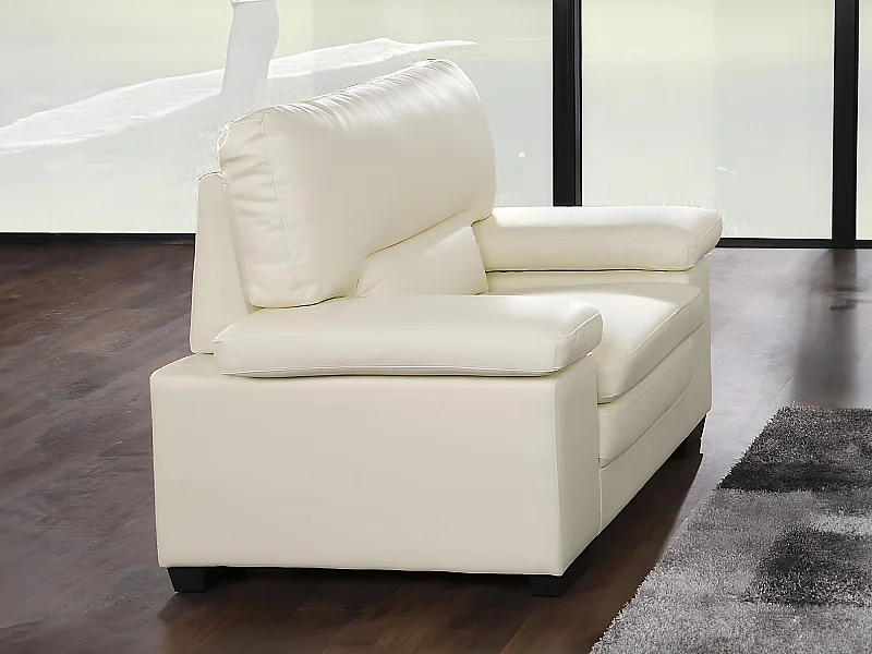 Fåtölj i elfenbens-buffellläder MIMAS II