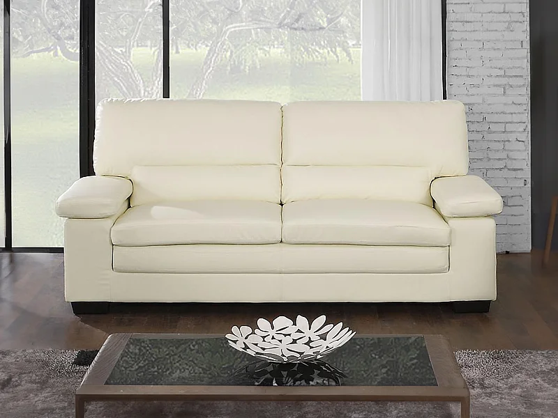 Sofa 3-Sitzer - Büffelleder - Elfenbeinfarben - MIMAS II