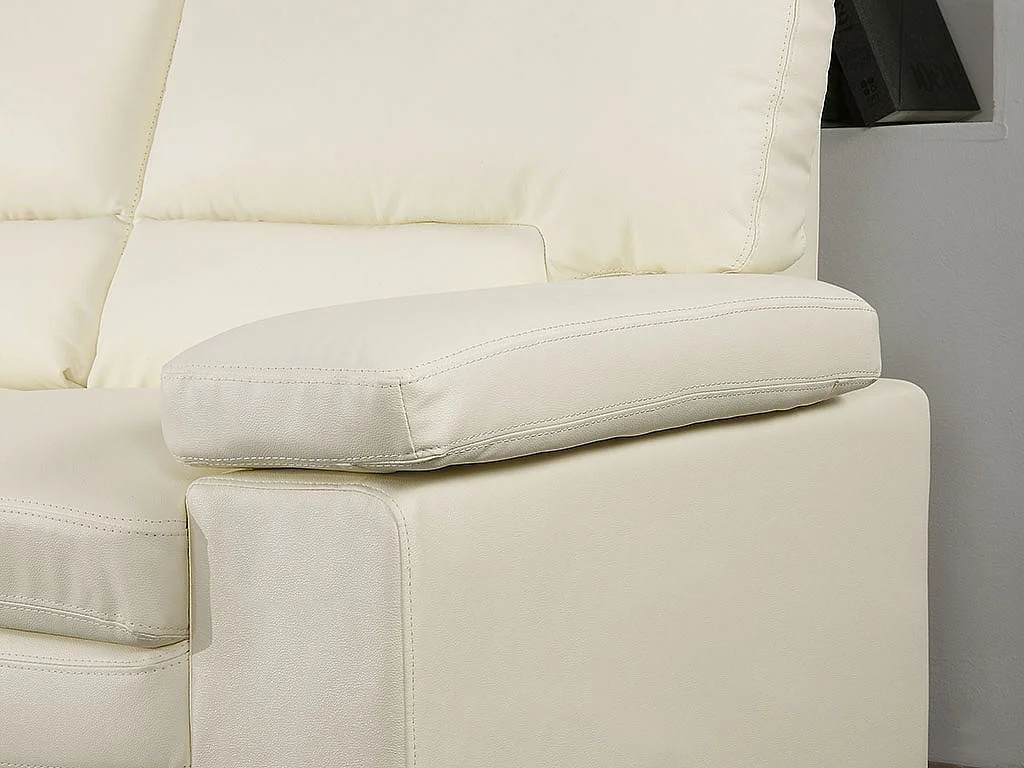 Canapé 2 places en cuir de buffle ivoire MIMAS II