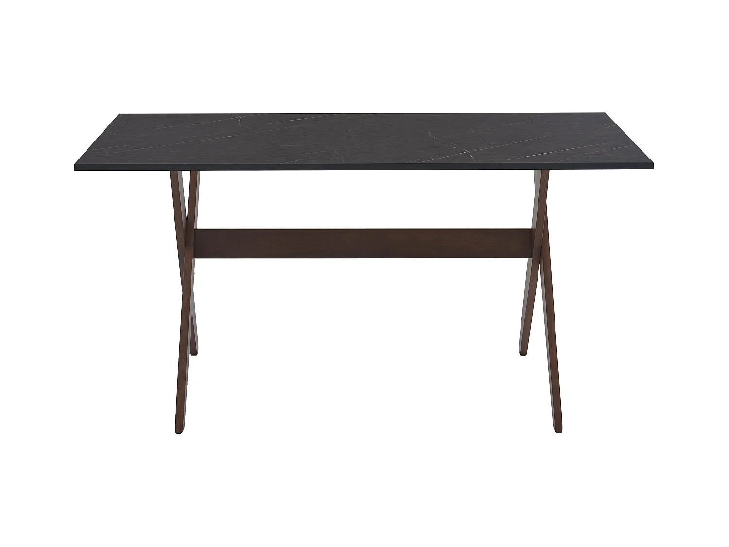 Eettafel 6 plaatsen van mdf en beuken - Antraciet en donker naturel - SERANI