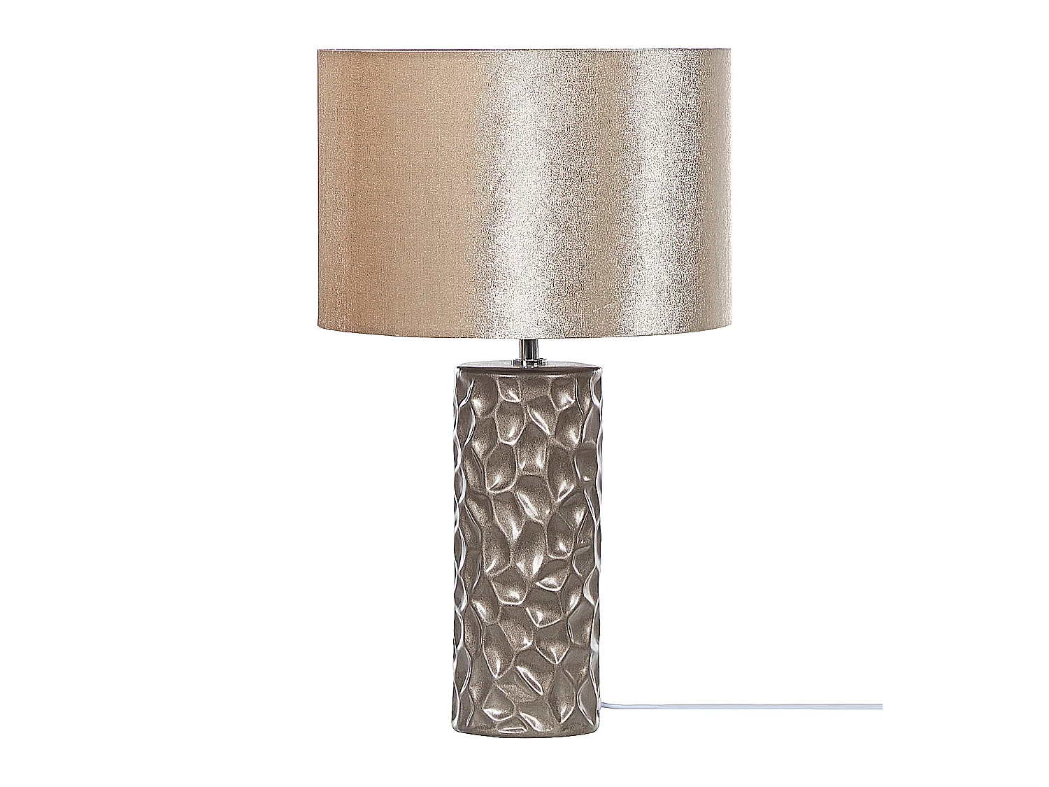 Tischlampe 50 cm Keramik geometrisch Schirm Samt gold Kabel mit Schalter Sankuru