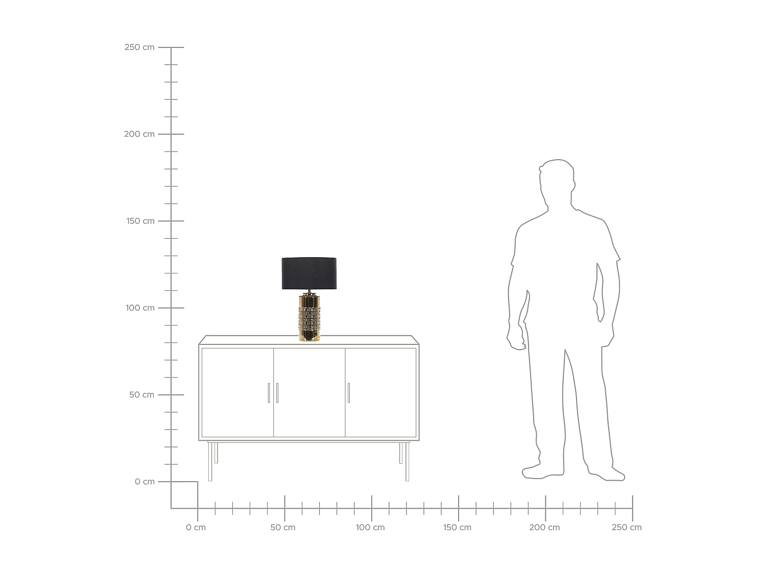 Candeeiro de mesa em cerâmica dourado e preto 48 cm CIMARRON