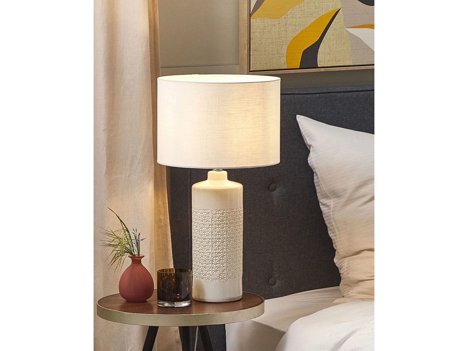 Tafellamp ANSEBA Keramiek Gebroken wit