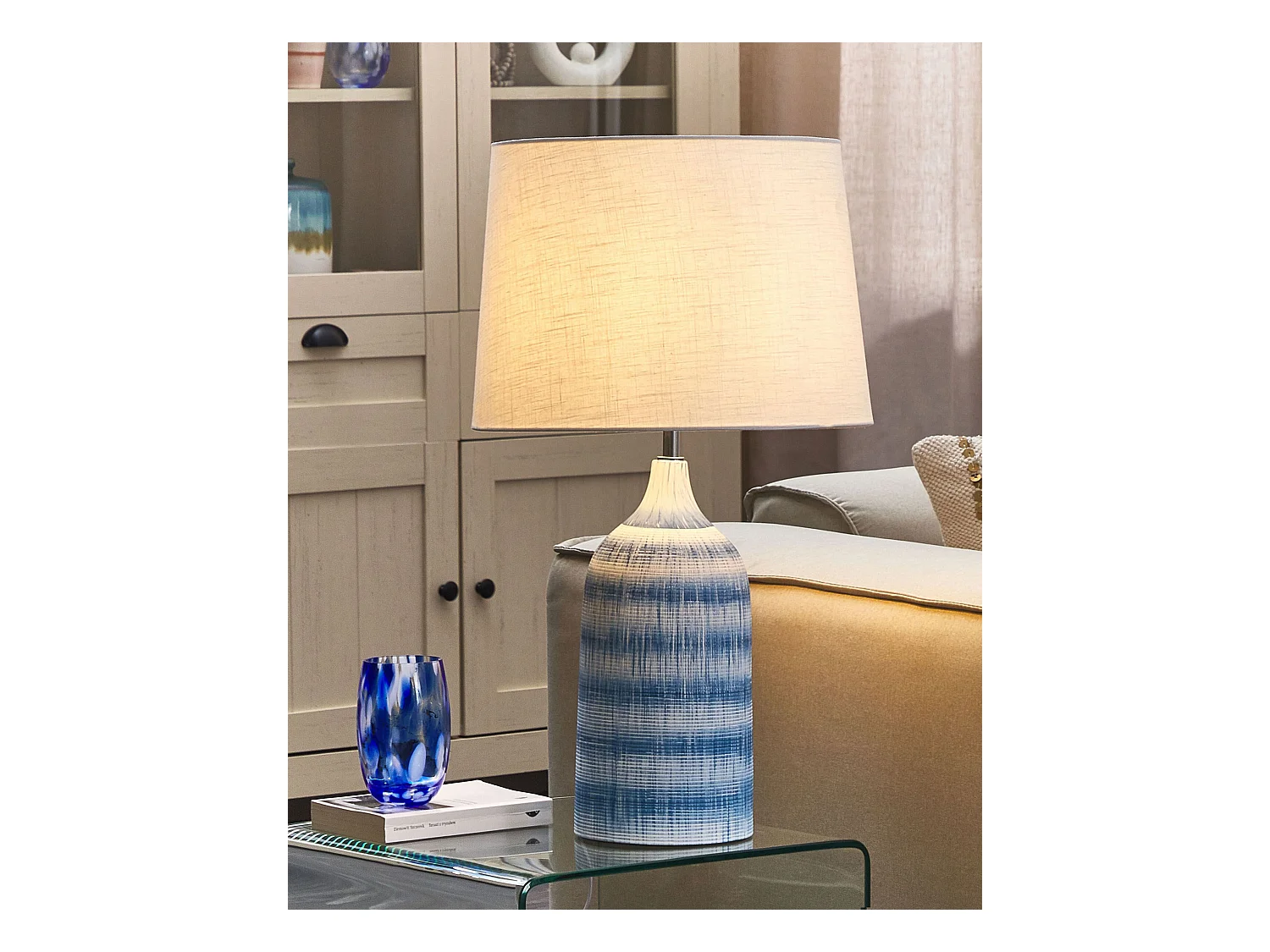 Lámpara de mesa GEORGINA Cerámica Azul